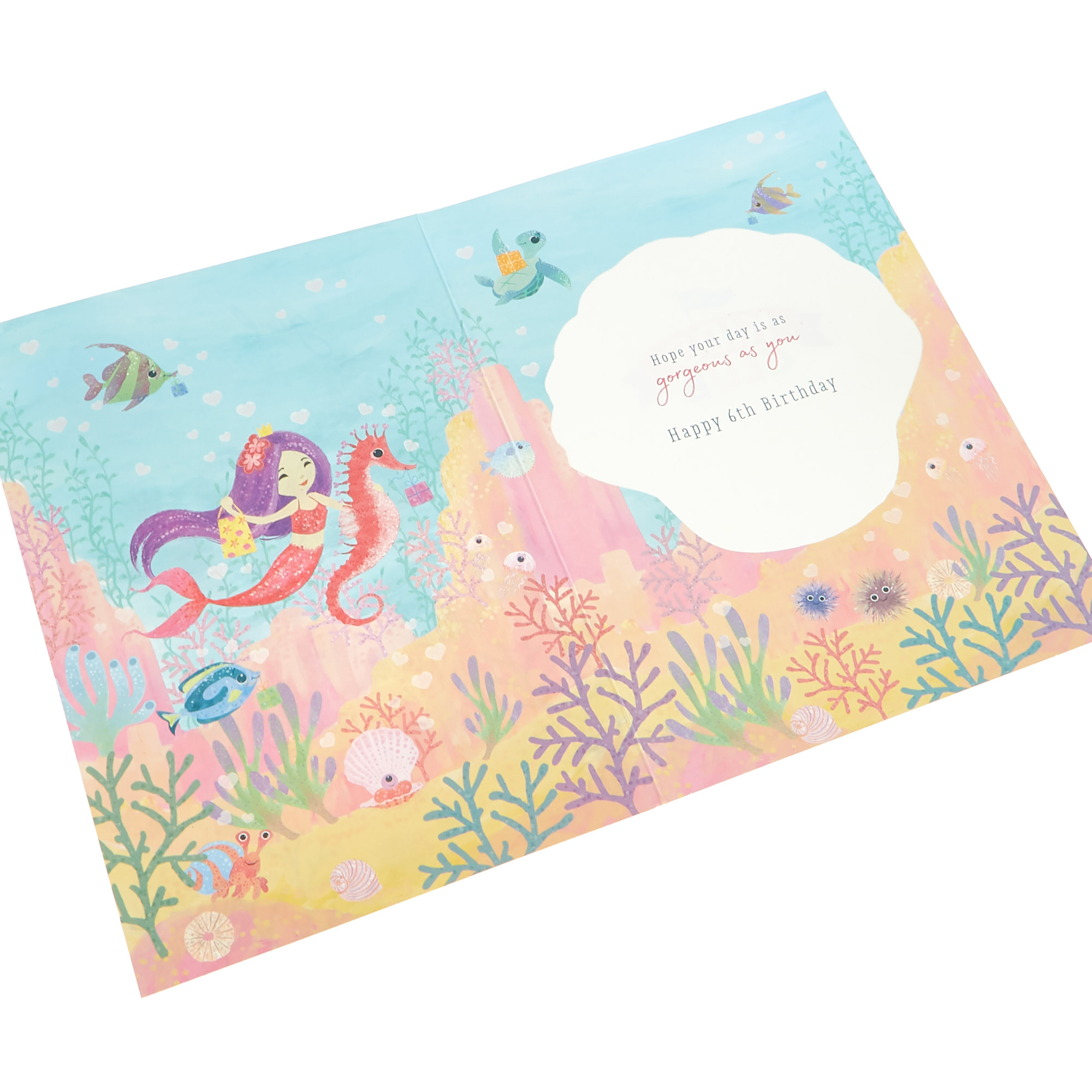 6th Birthday Card - Mermaid (With Badge)