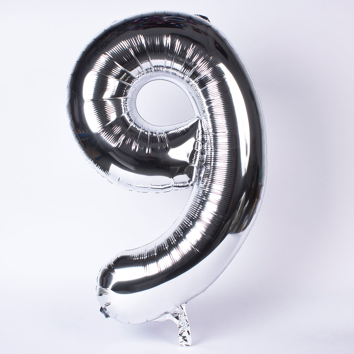 Silver Number 9 Giant Foil Helium Balloon INFLATED