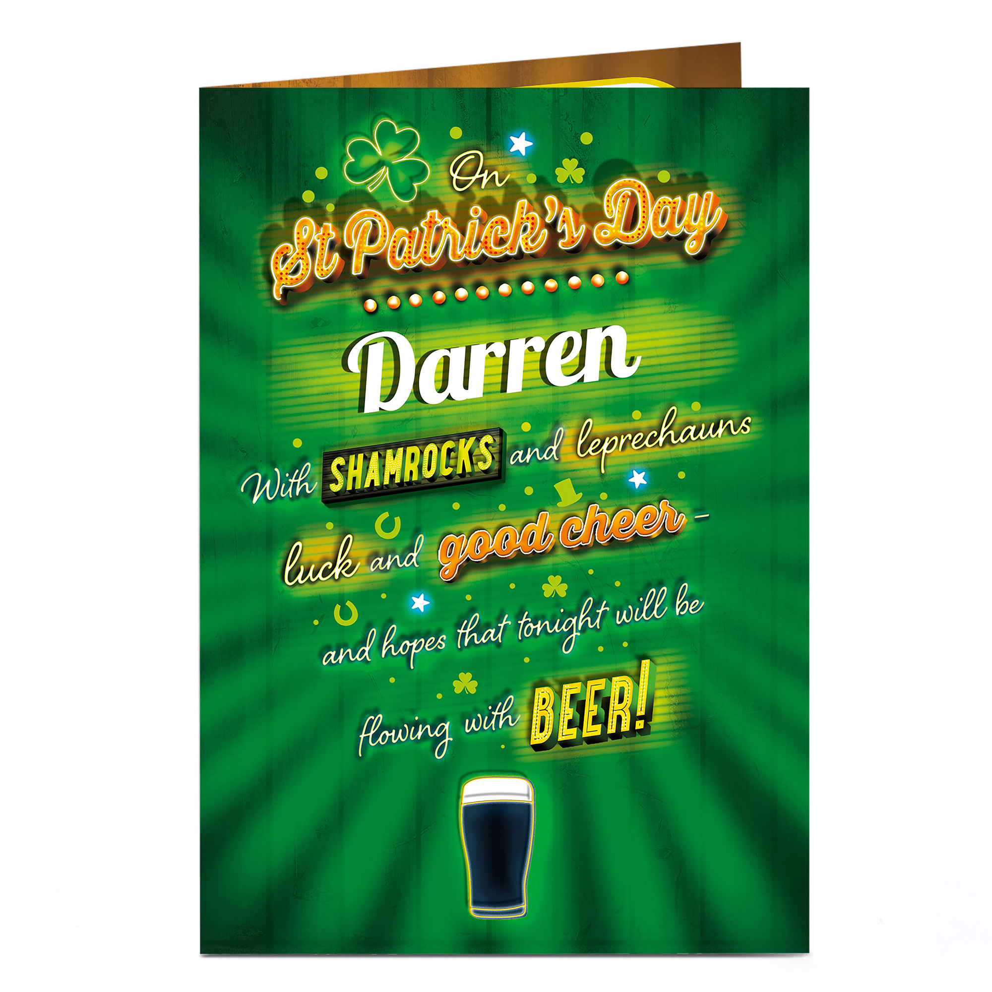 Personalised St Patrick's Day Card - Shamrocks & Leprechauns