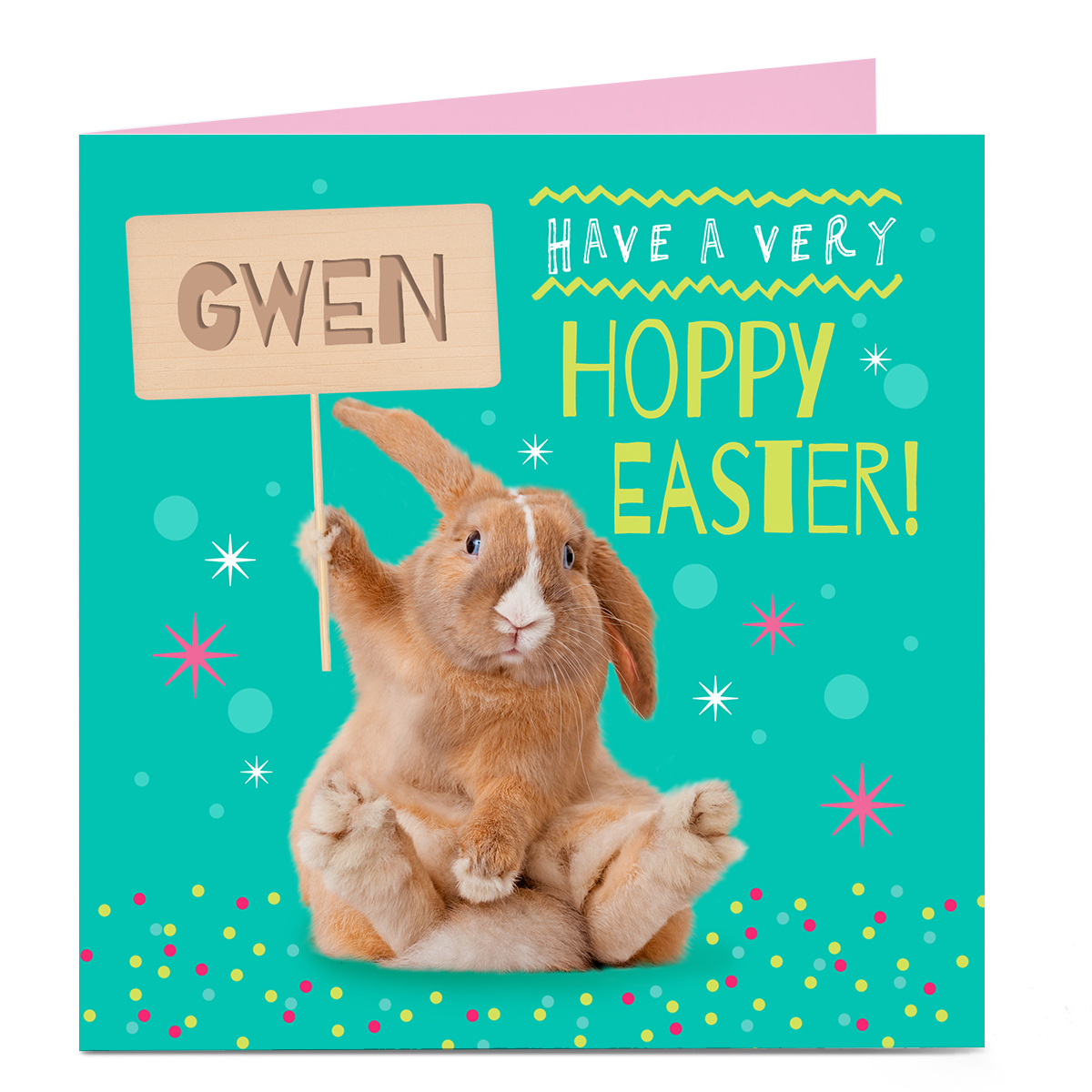 Personalised Easter Card - Hoppy Easter, Bunny