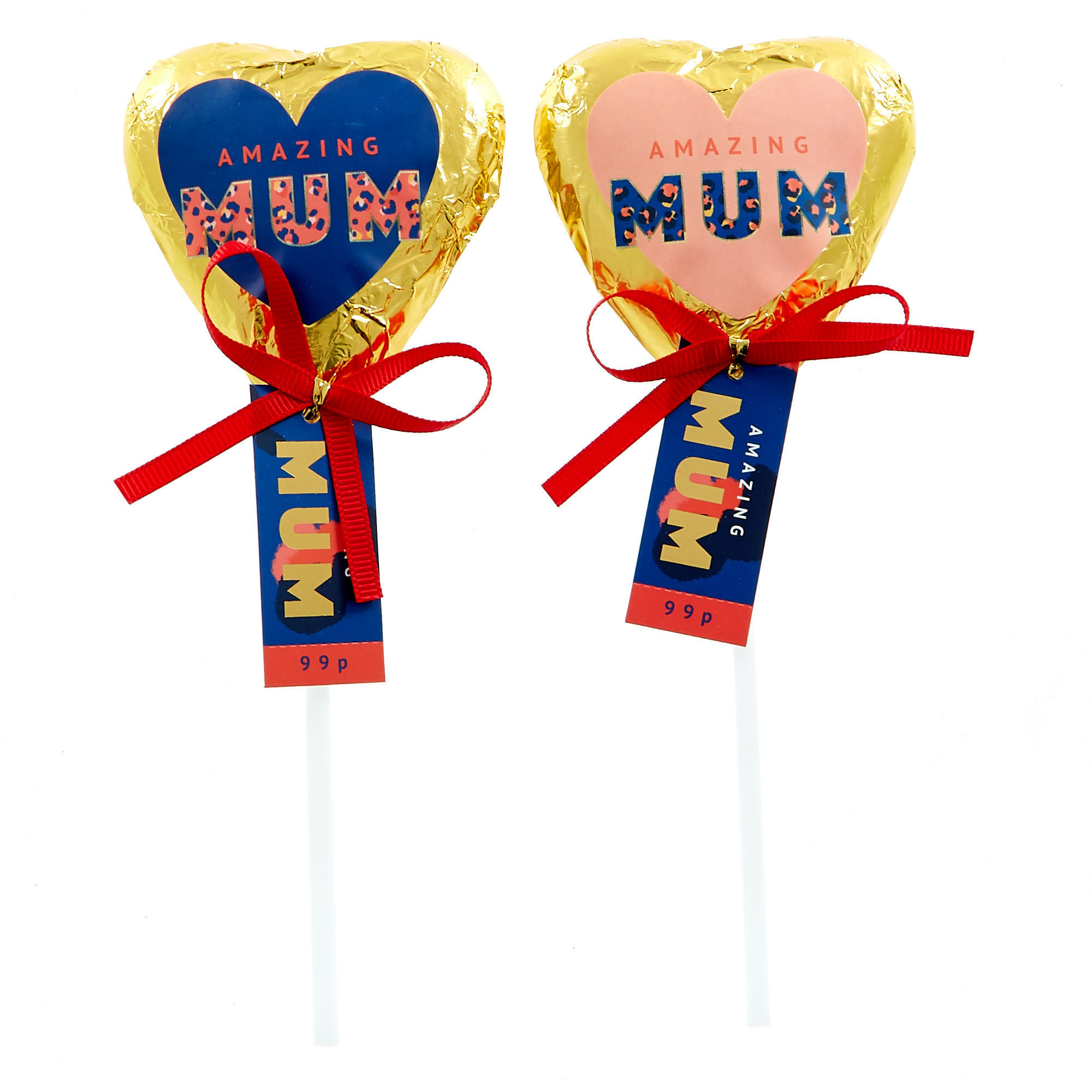 Amazing Mum Chocolate Heart-Shaped Lollies - Pack Of 22