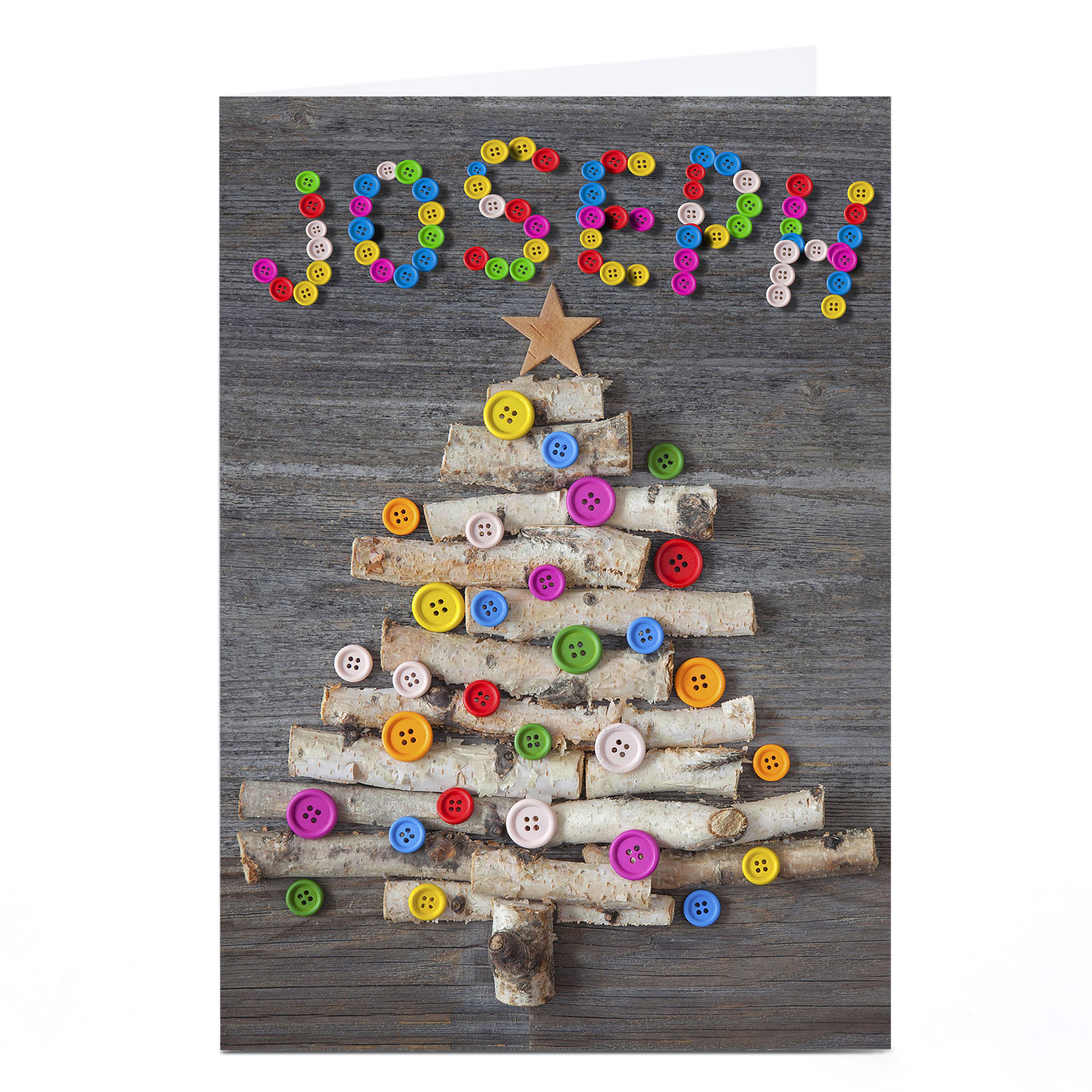 Personalised Christmas Card - Buttons Tree
