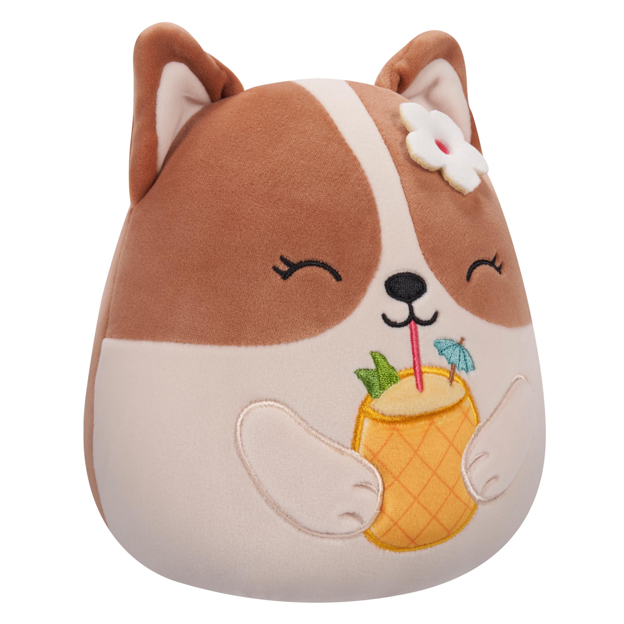 Squishmallows 7.5-Inch Regina the Corgi with Cocktail
