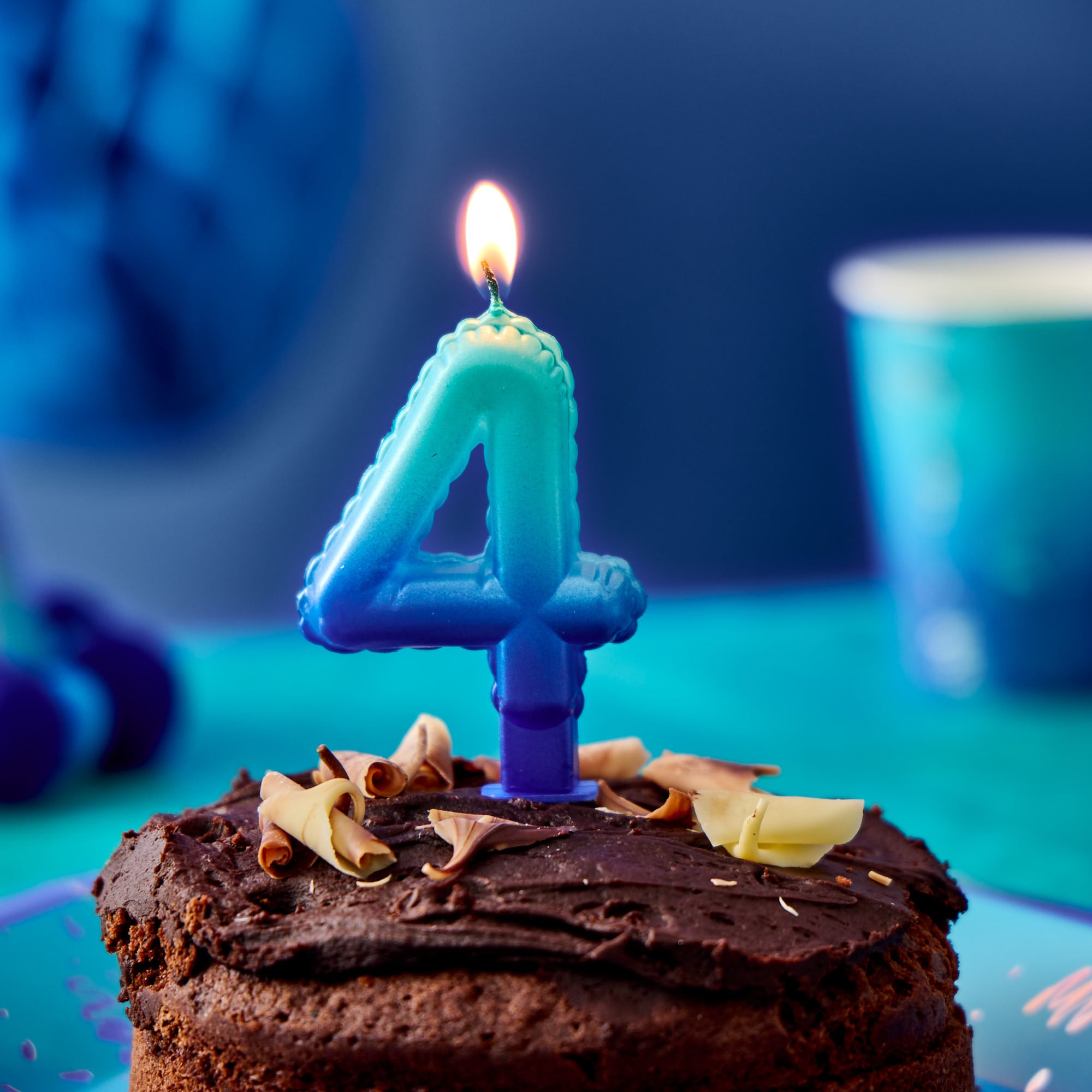 Blue Number 4 Cake Candle