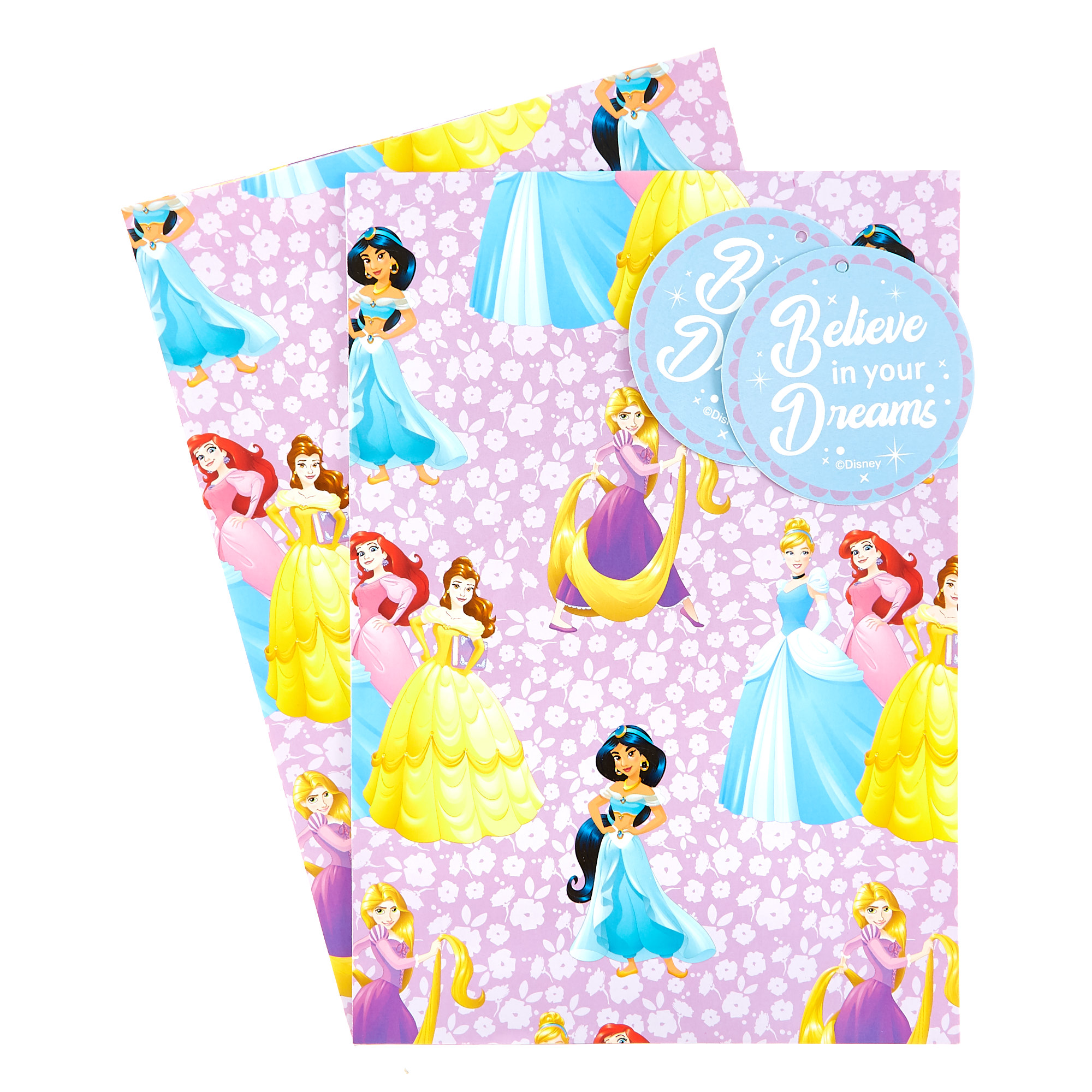 Disney Princess Wrapping Paper & Gift Tags - Pack Of 2