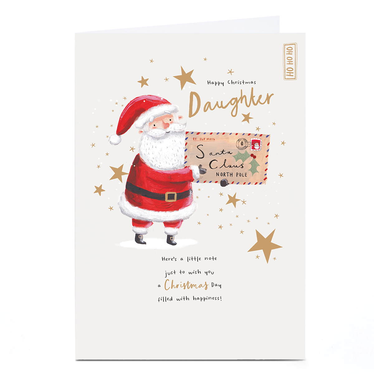 Personalised Christmas Card - Santa Holding Letter, Daughter