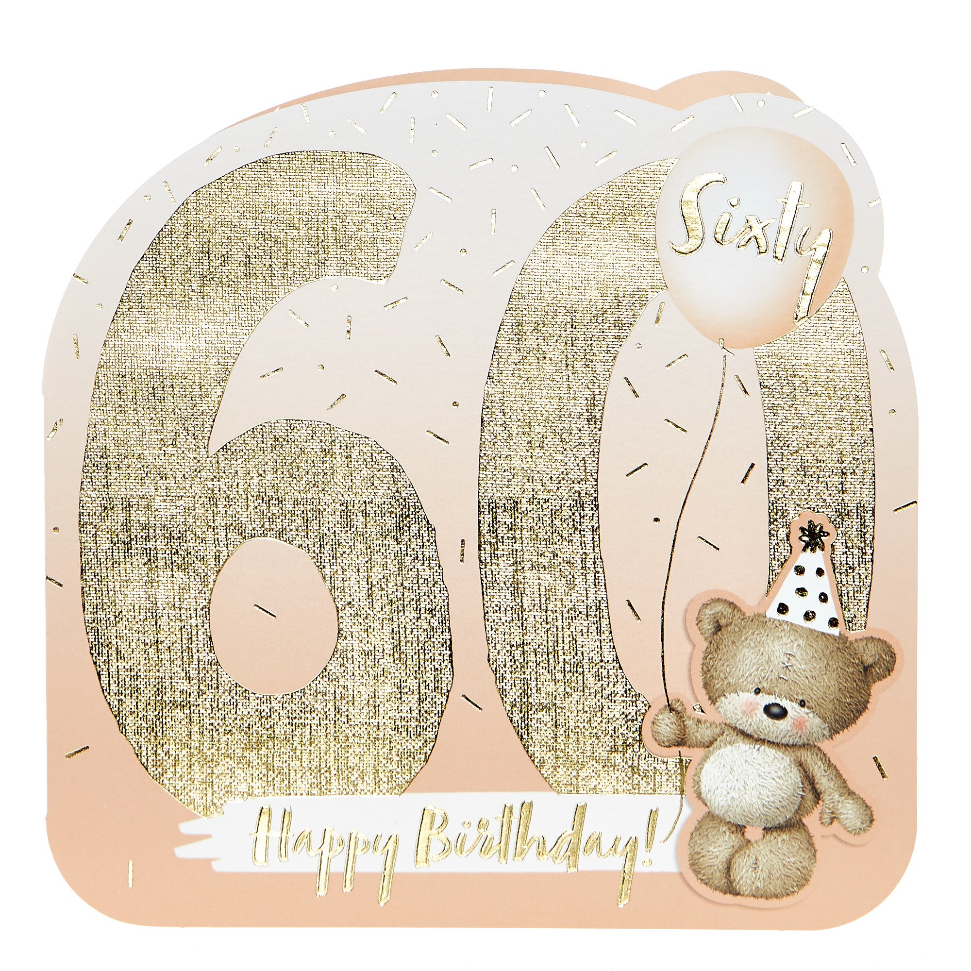 Hugs Bear 60th Birthday Card - Confetti