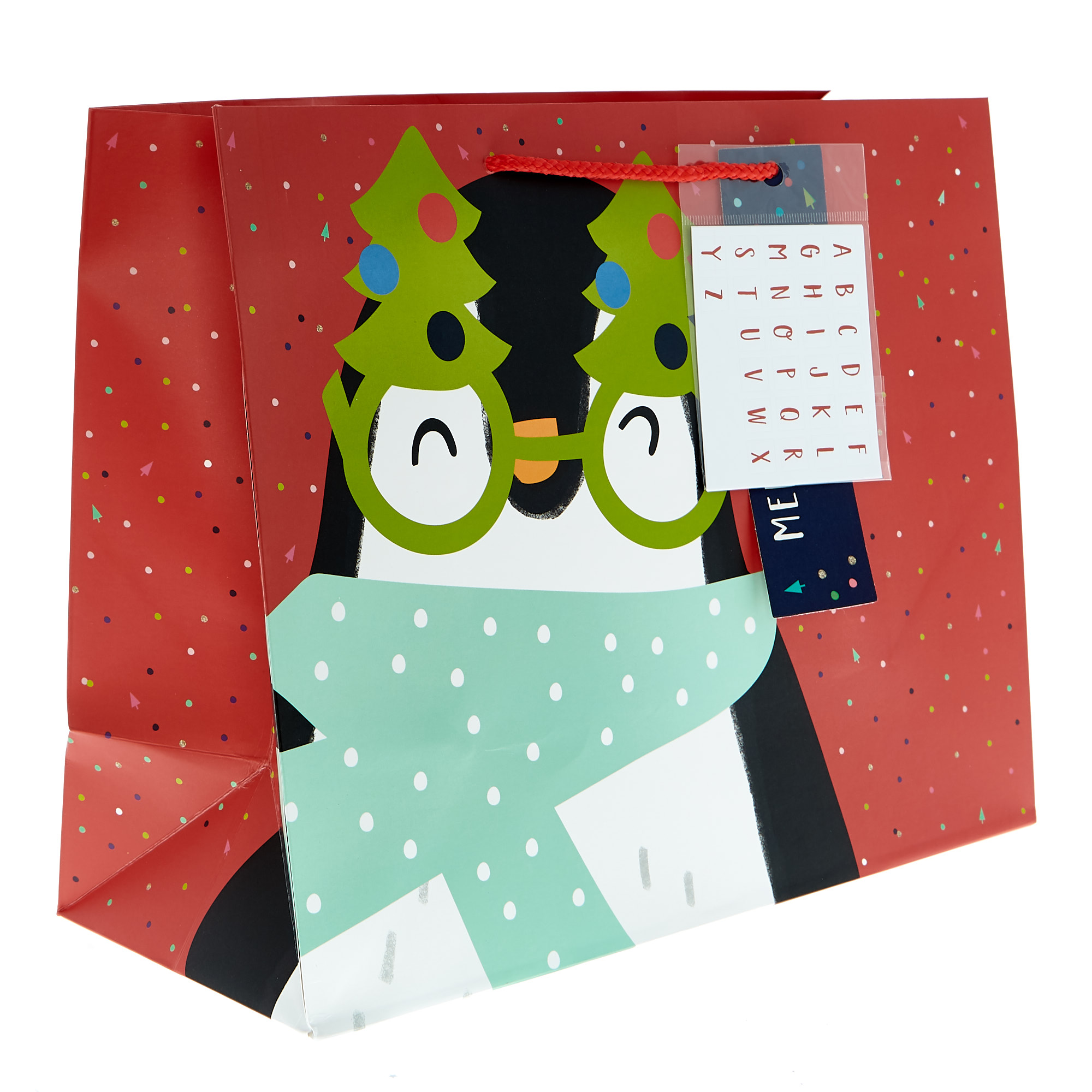Large Landscape Penguin Christmas Gift Bag & Stickers
