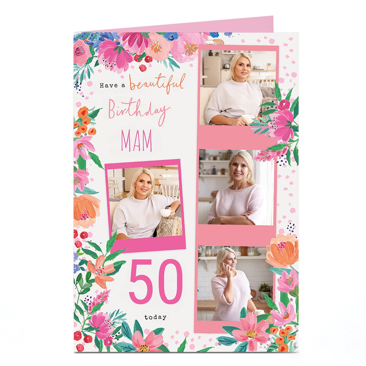 Photo Birthday Card - Beautiful Birthday, Florals