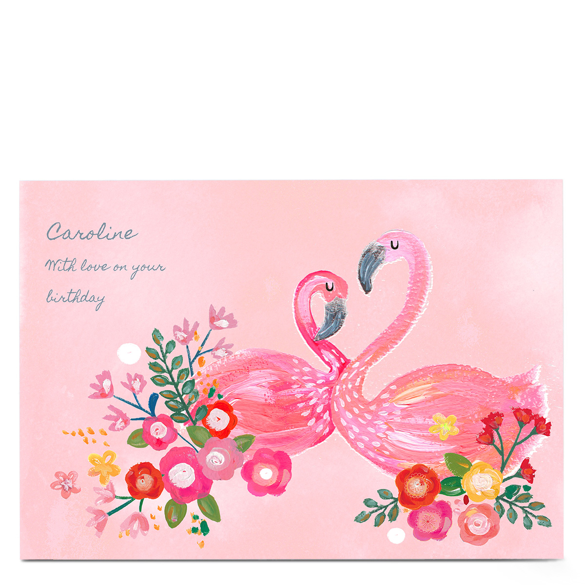 Personalised Kerry Spurling Card - Flamingos