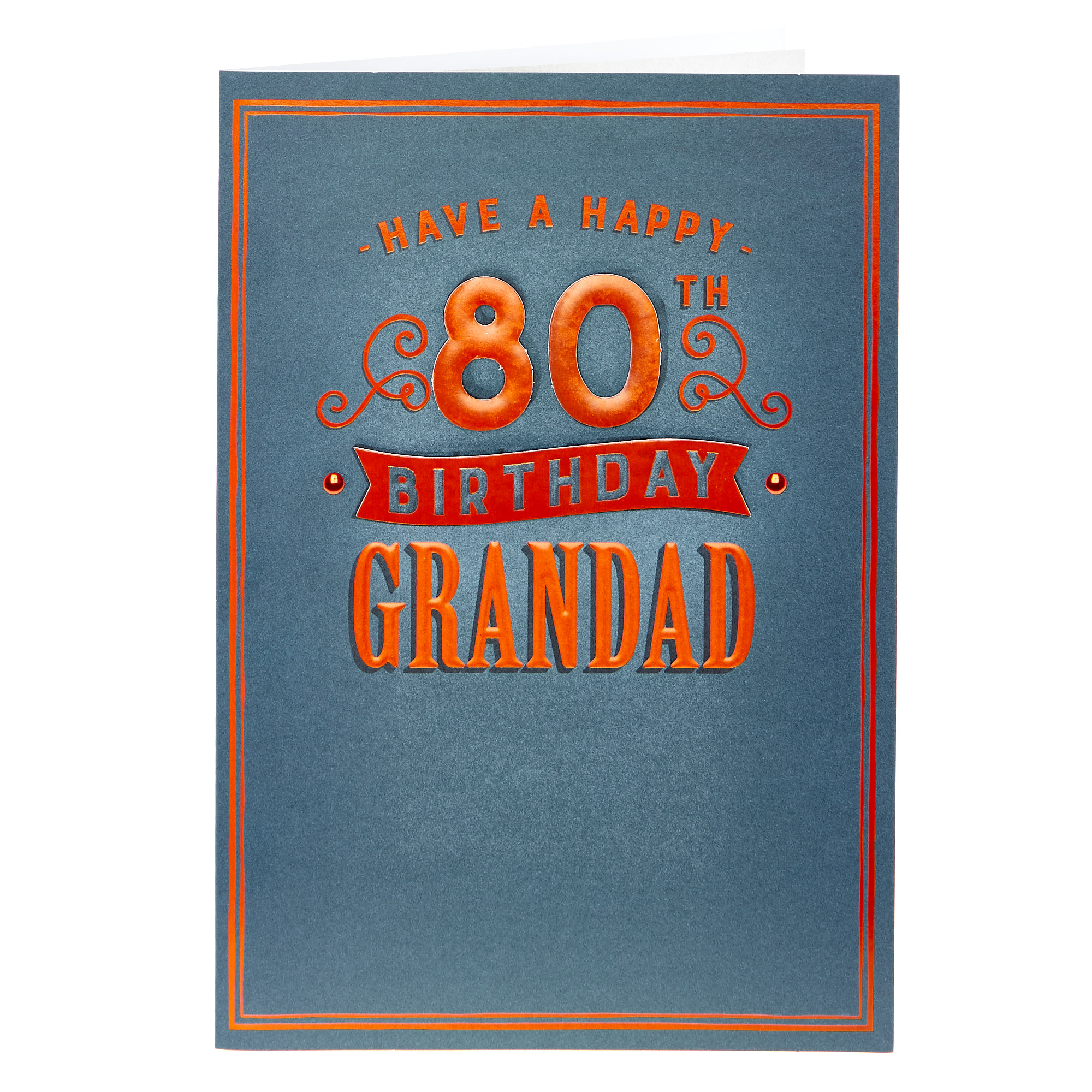 80th Birthday Card - Grandad, Blue & Red