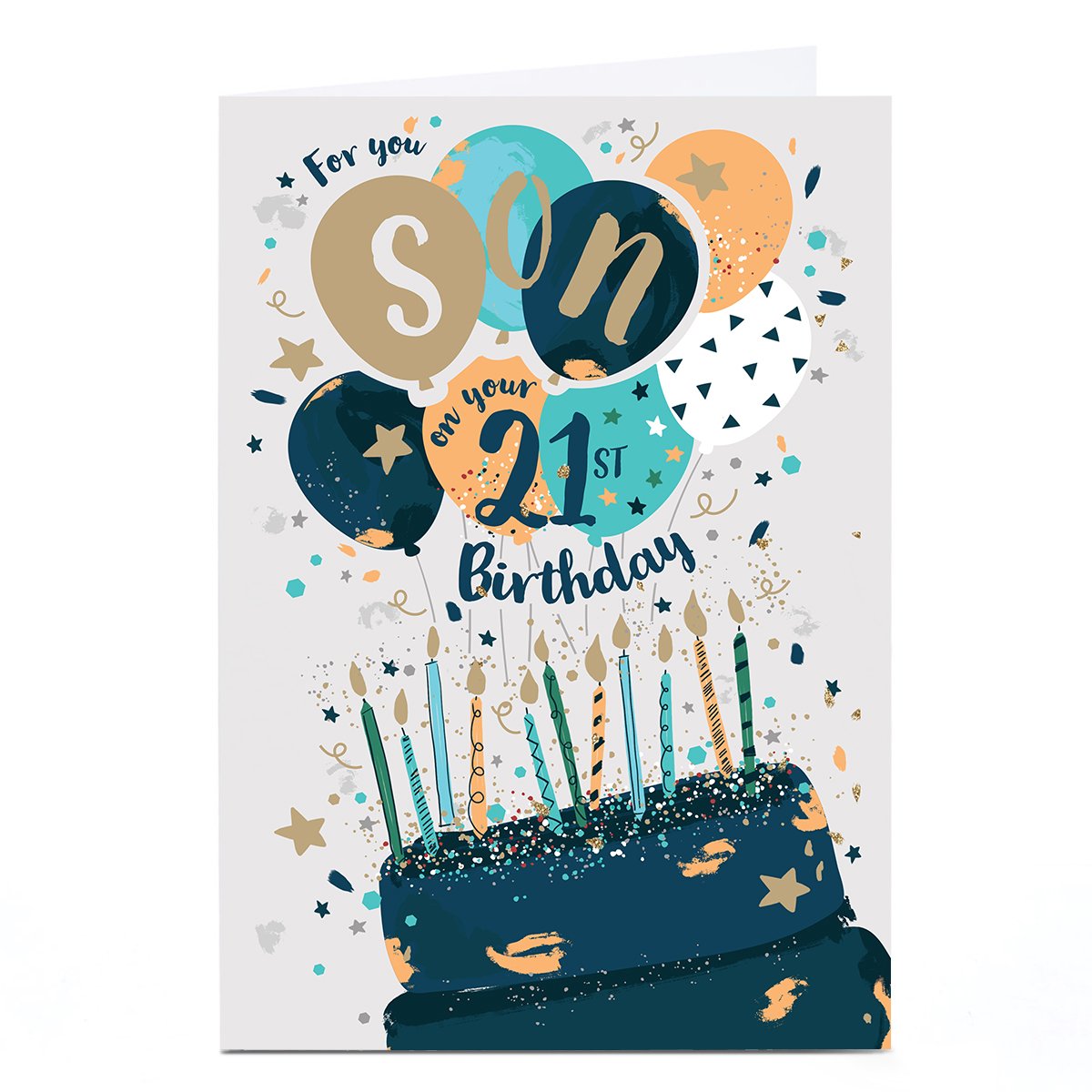 Personalised 21st Birthday Card - Birthday Cake, Son