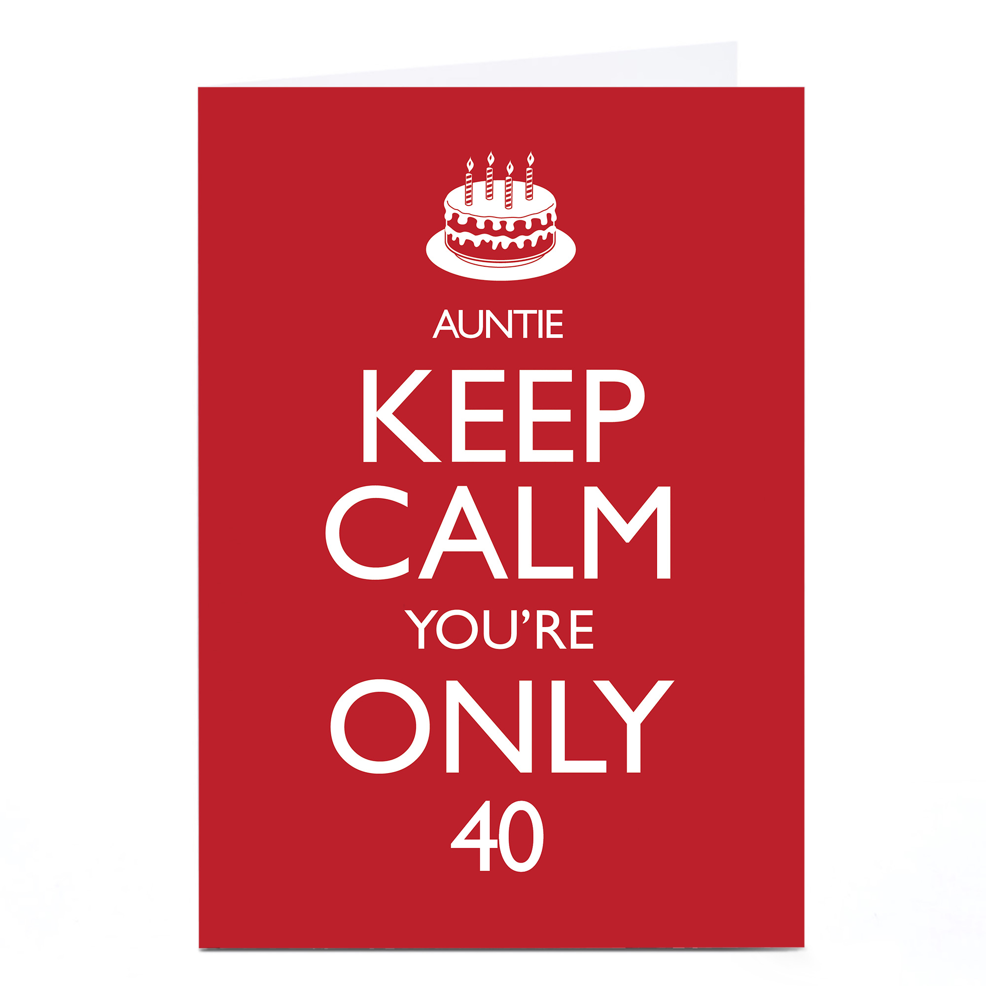 Personalised Birthday Card - Keep Calm Auntie, Editable Age