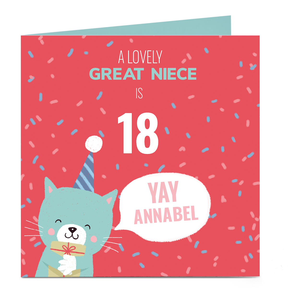 Personalised Birthday Card - Cat In A Party Hat, Editable Age