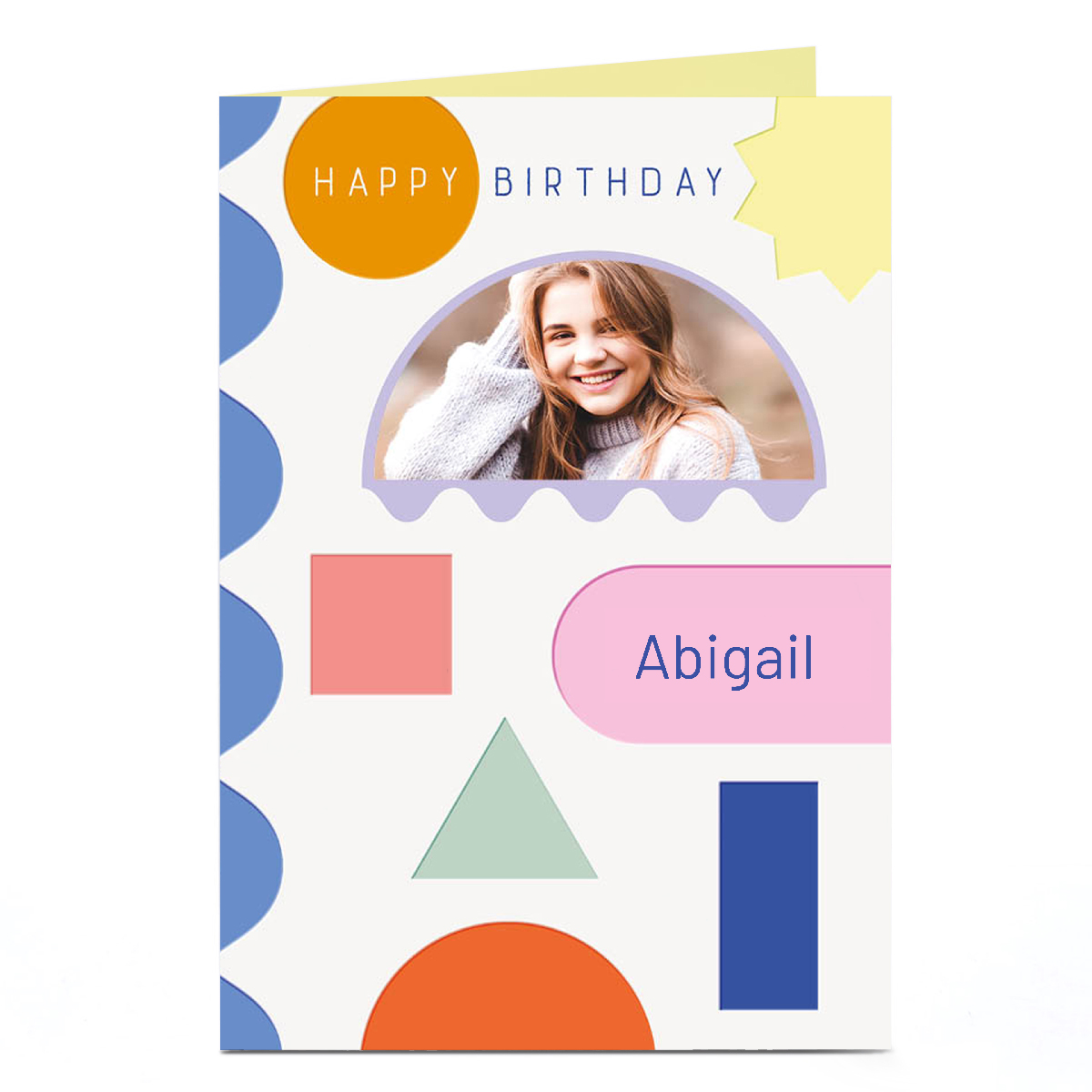 Photo Birthday Card - Coloured Shapes, Any Name