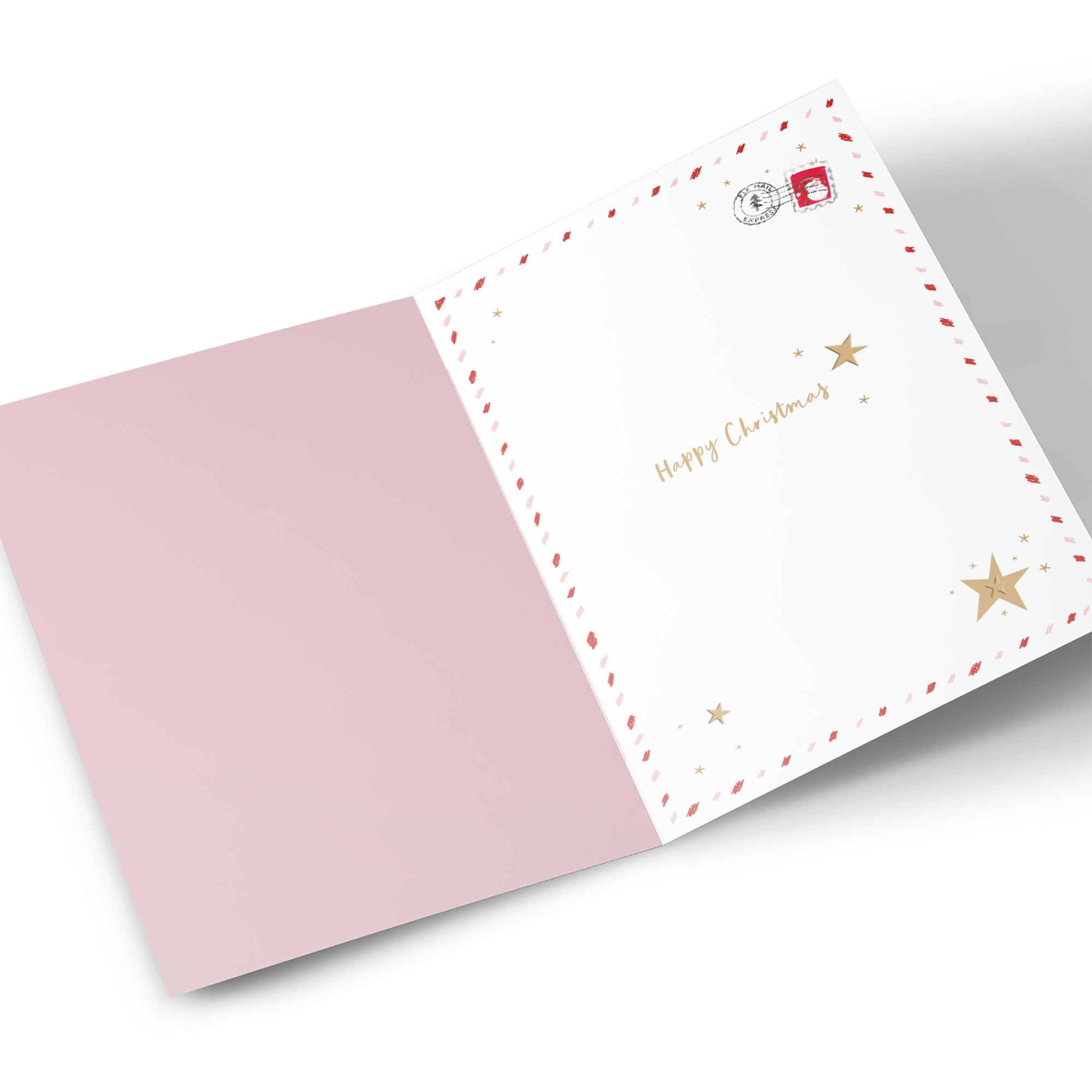Christmas Card - Pink Letter Getting Cosy Together