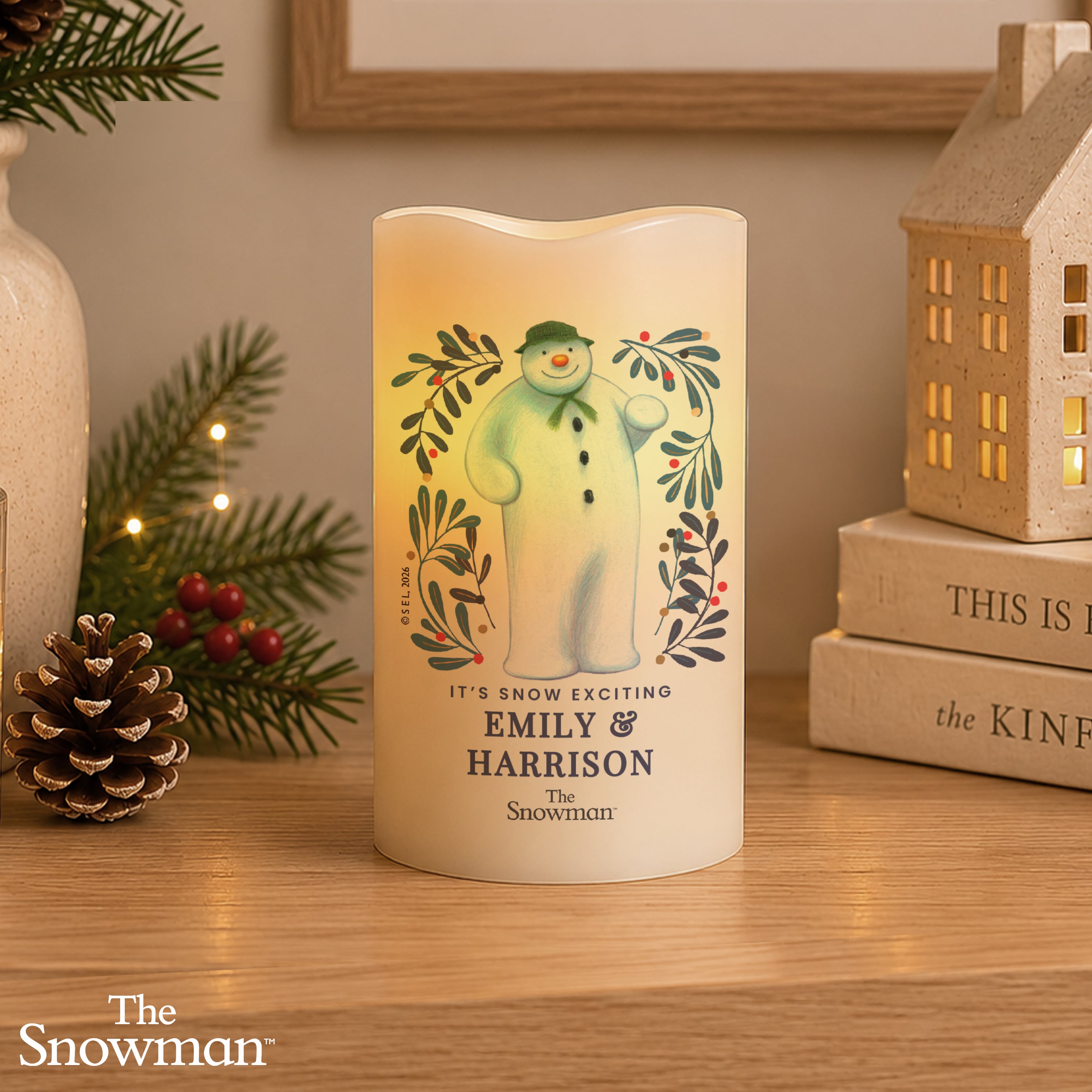 Personalised The Snowman Countdown to Christmas LED Candle
