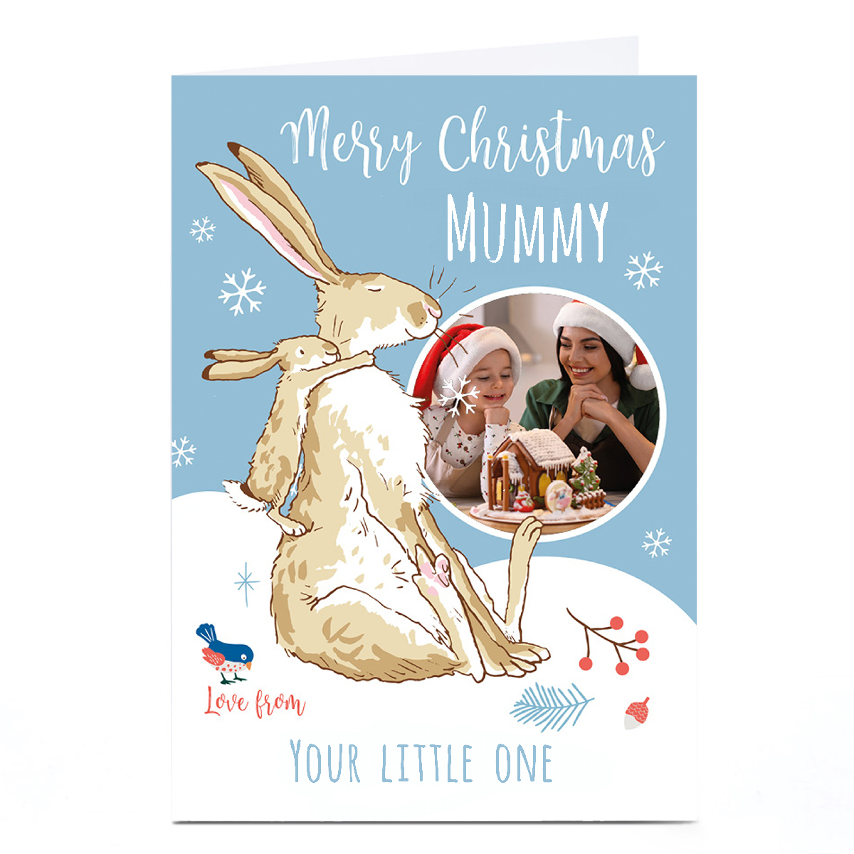 Photo Guess How Much I Love You Christmas Card - Mother and Baby Hare