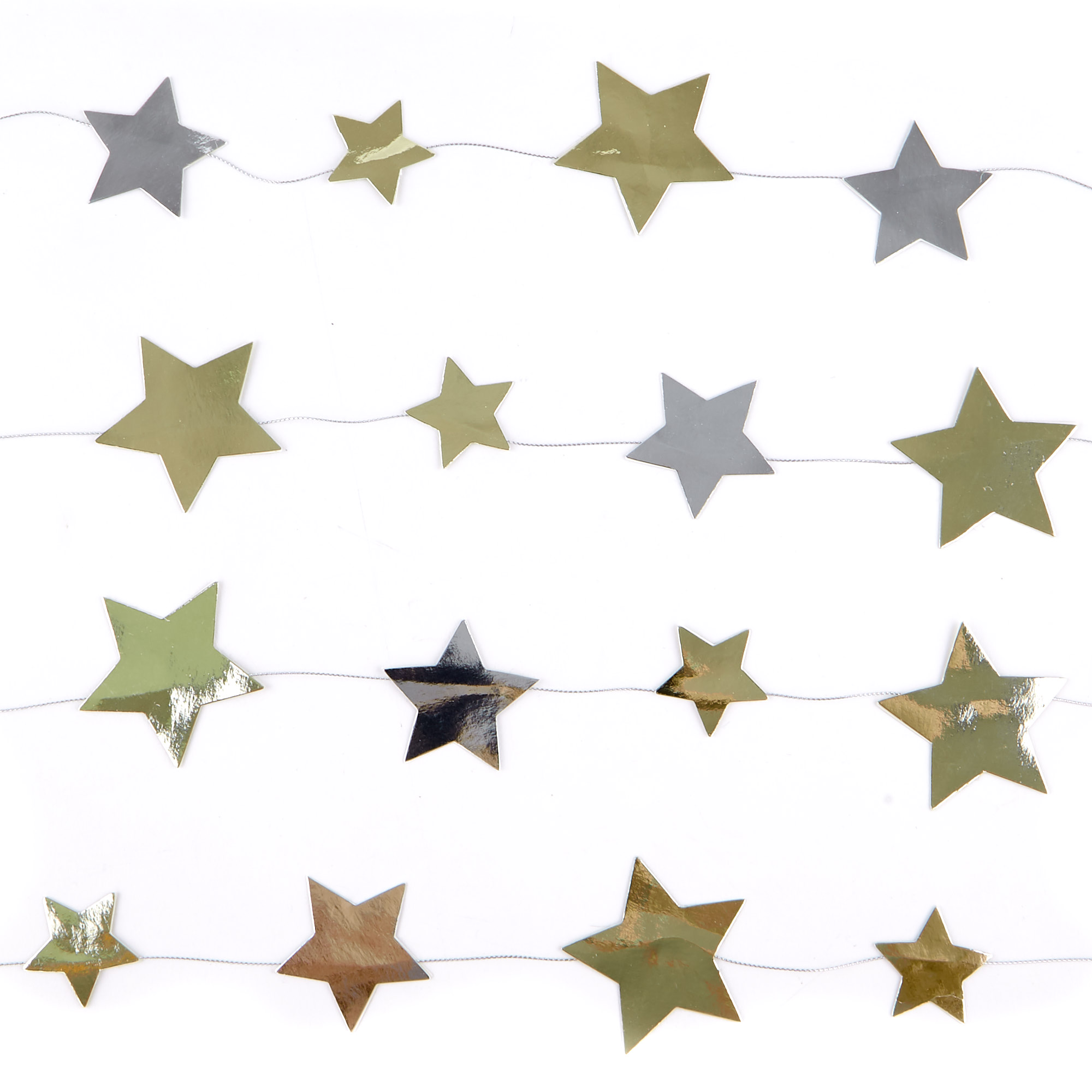 Gold & Silver Stars Garland - 9 Ft 