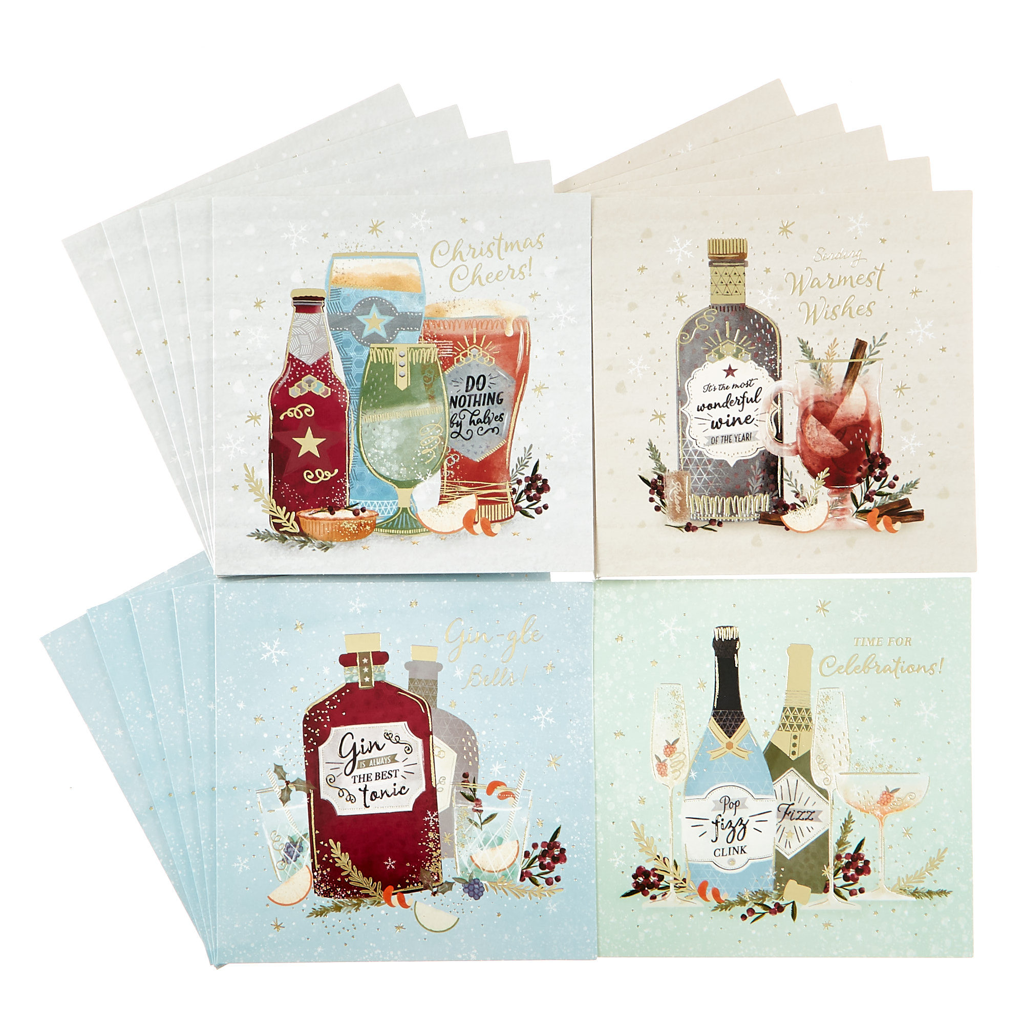 20 Charity Christmas Cards - Festive Drinks (4 Designs)
