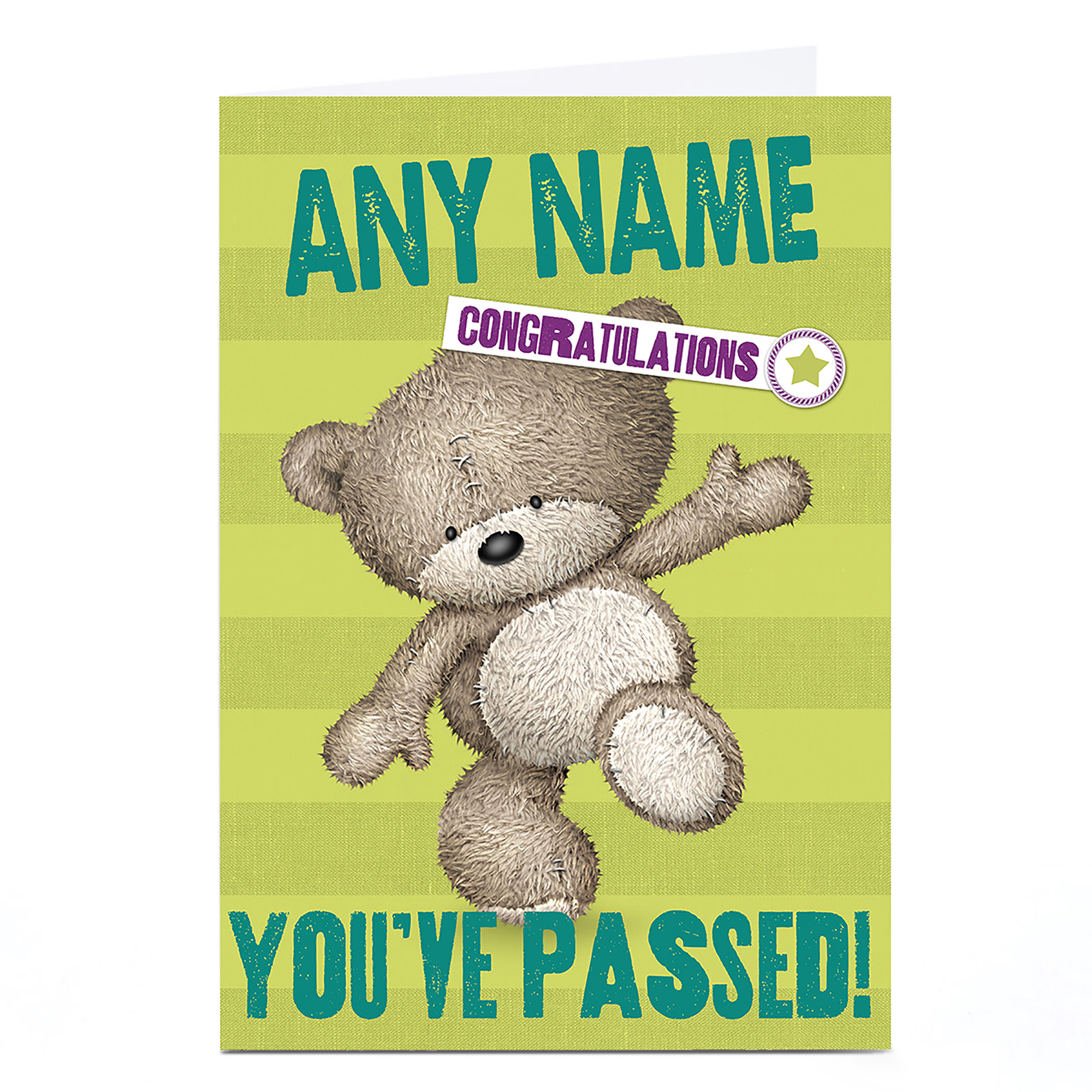 Personalised Hugs Bear Congratulations Card - You've Passed