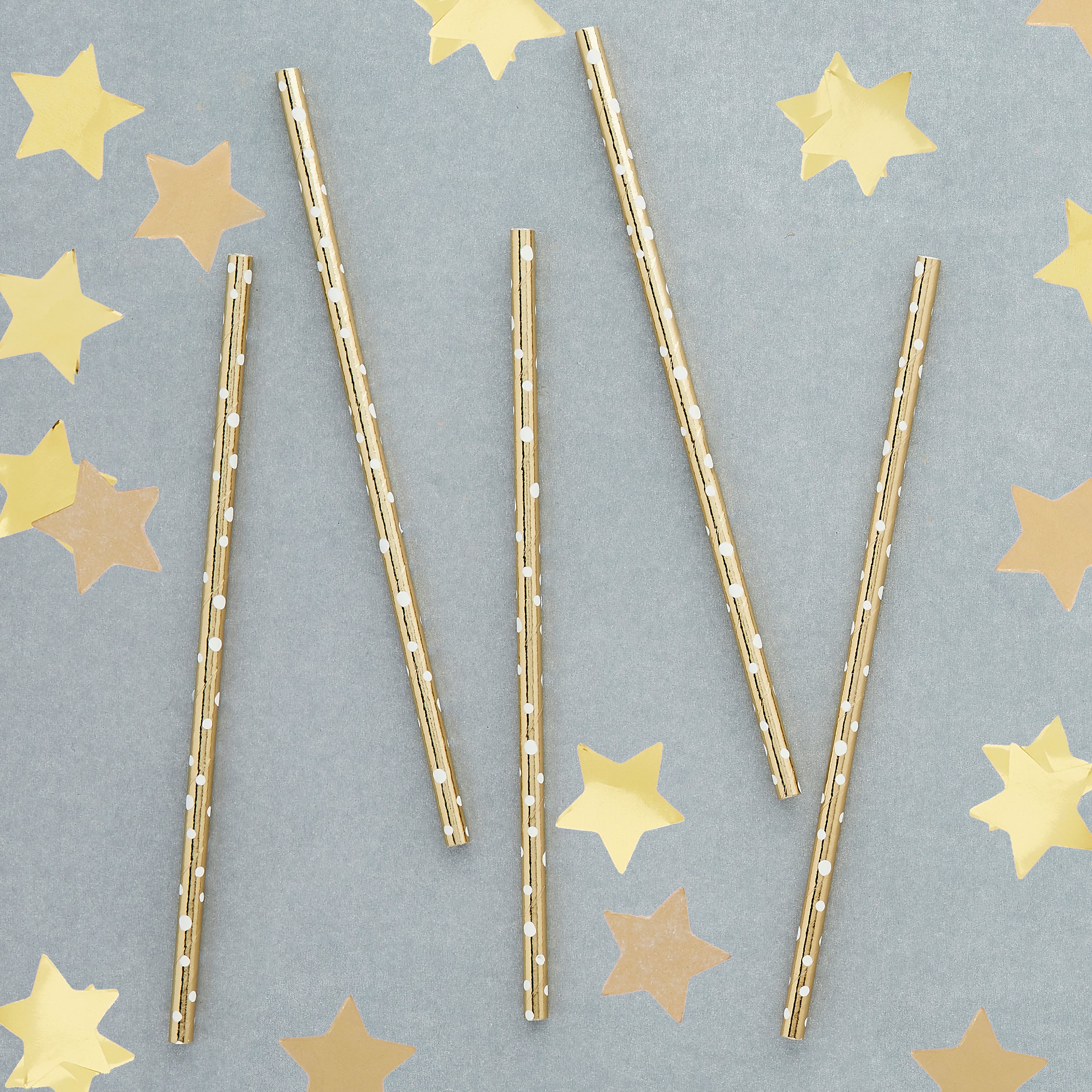 Metallic Gold Spotted Paper Straws - Pack of 20