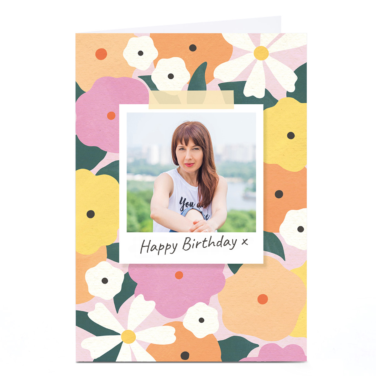 Photo Lemon & Sugar Birthday Card - Floral Polaroid