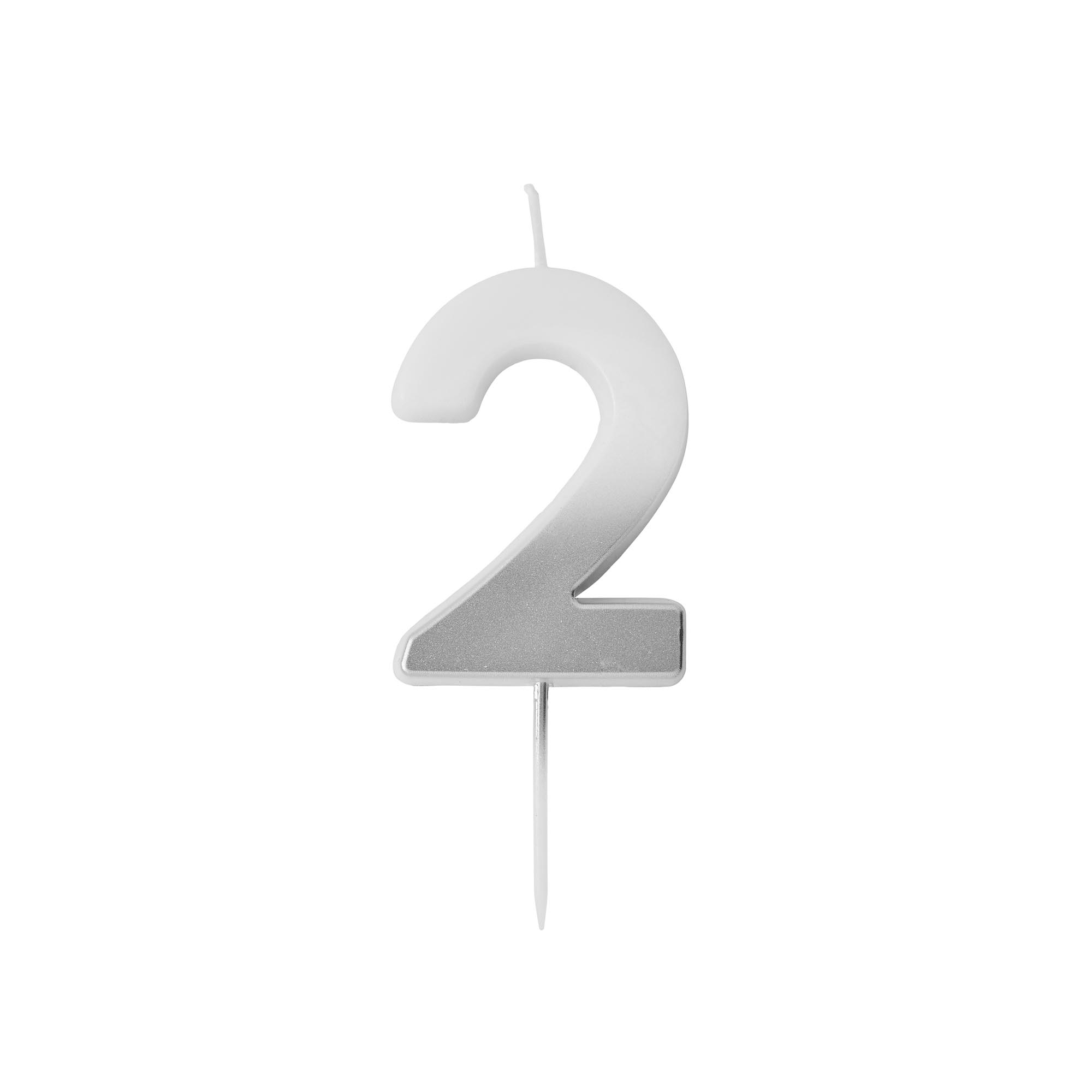 Silver Ombre Number Cake Candle (0-9)