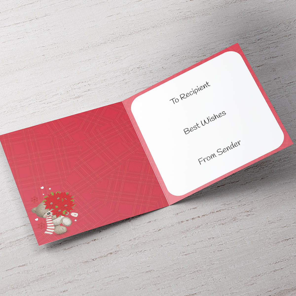 Photo Christmas Card - Hugs, Red Flowers