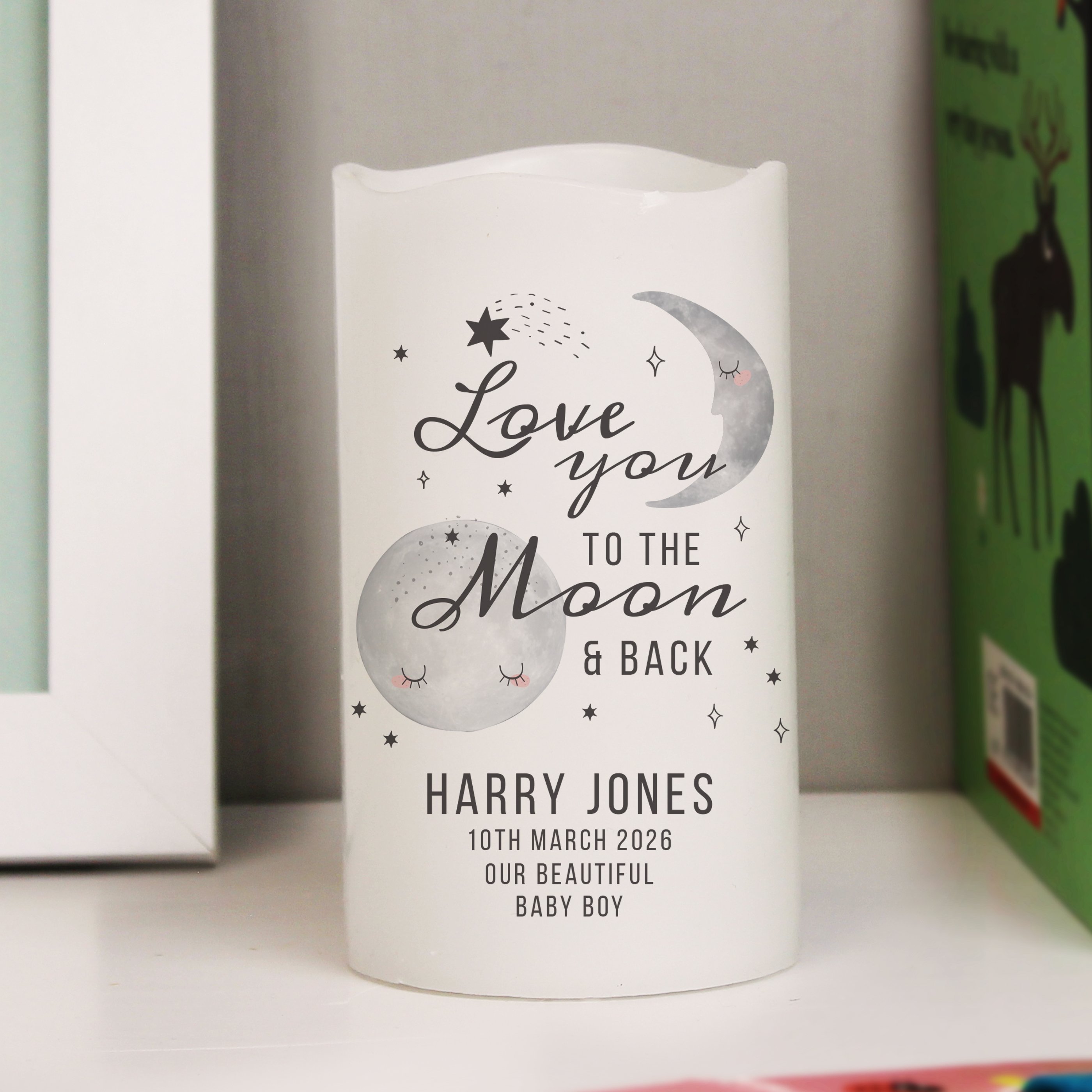 Personalised Baby To The Moon & Back LED Candle