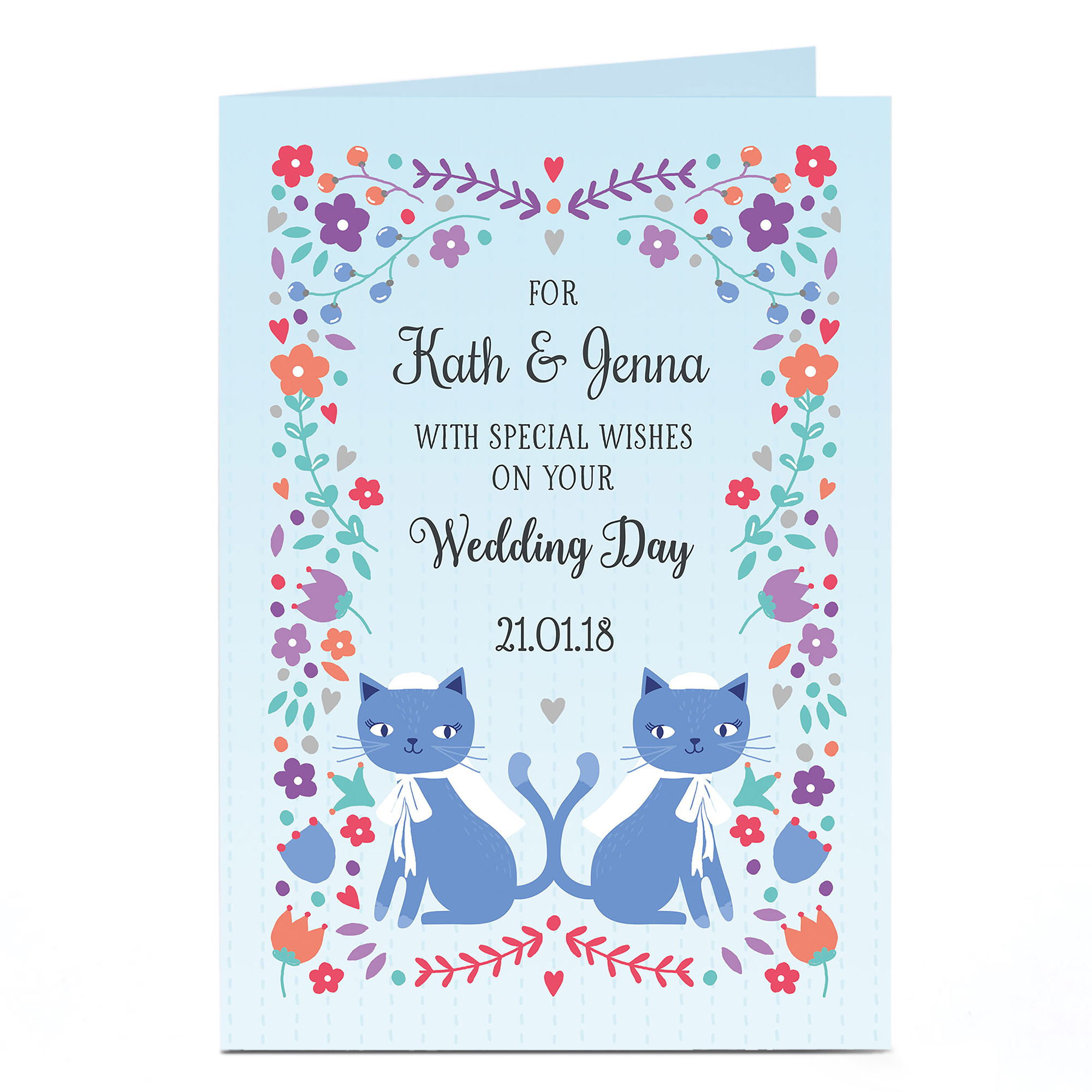 Personalised Wedding Card - Mrs and Mrs Cats