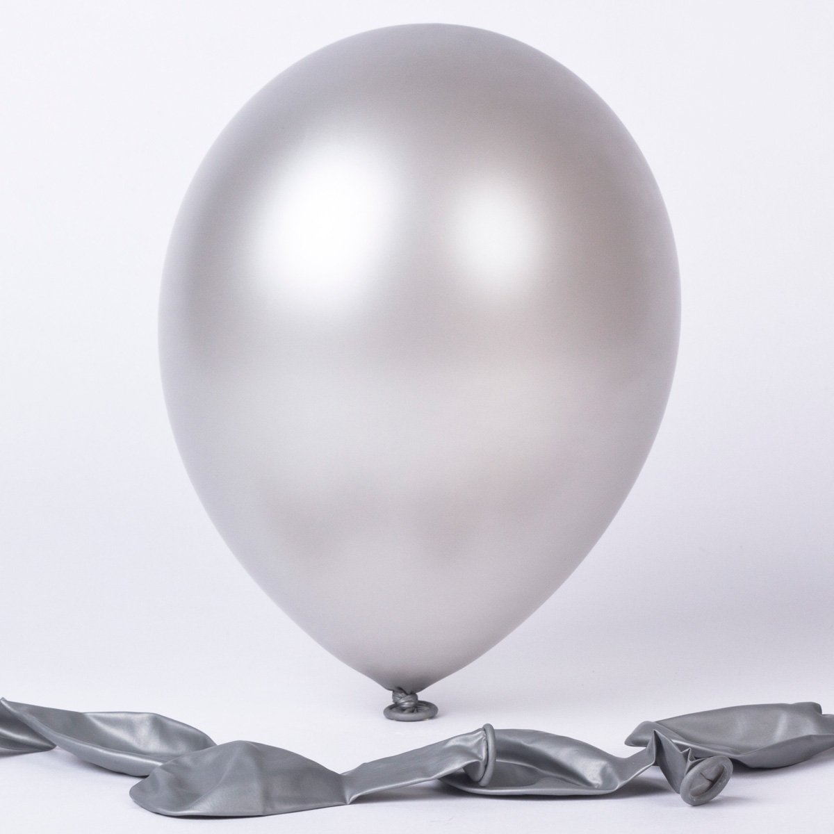 Metallic Silver Air-fill Latex Balloons - Pack Of 6