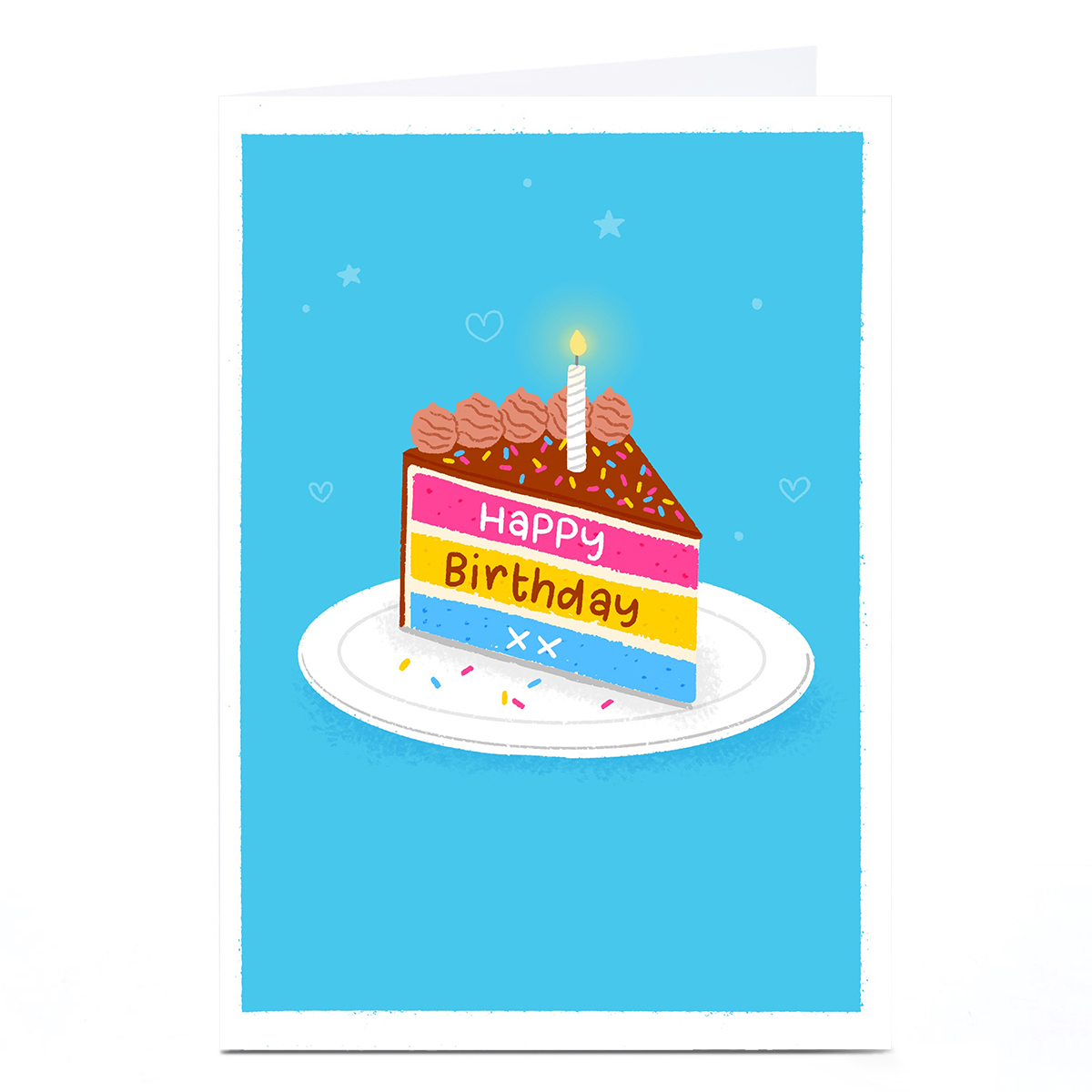 Personalised Blue Kiwi Birthday Card - Cake, Pansexual Pride Flag