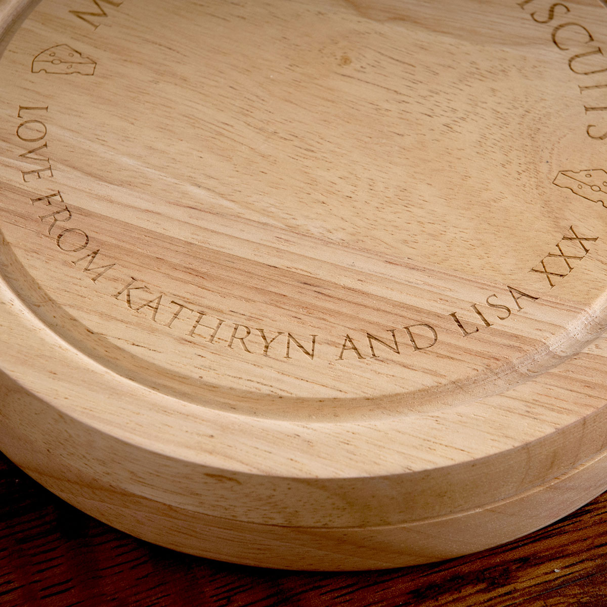 Personalised Engraved Wooden Cheeseboard Set