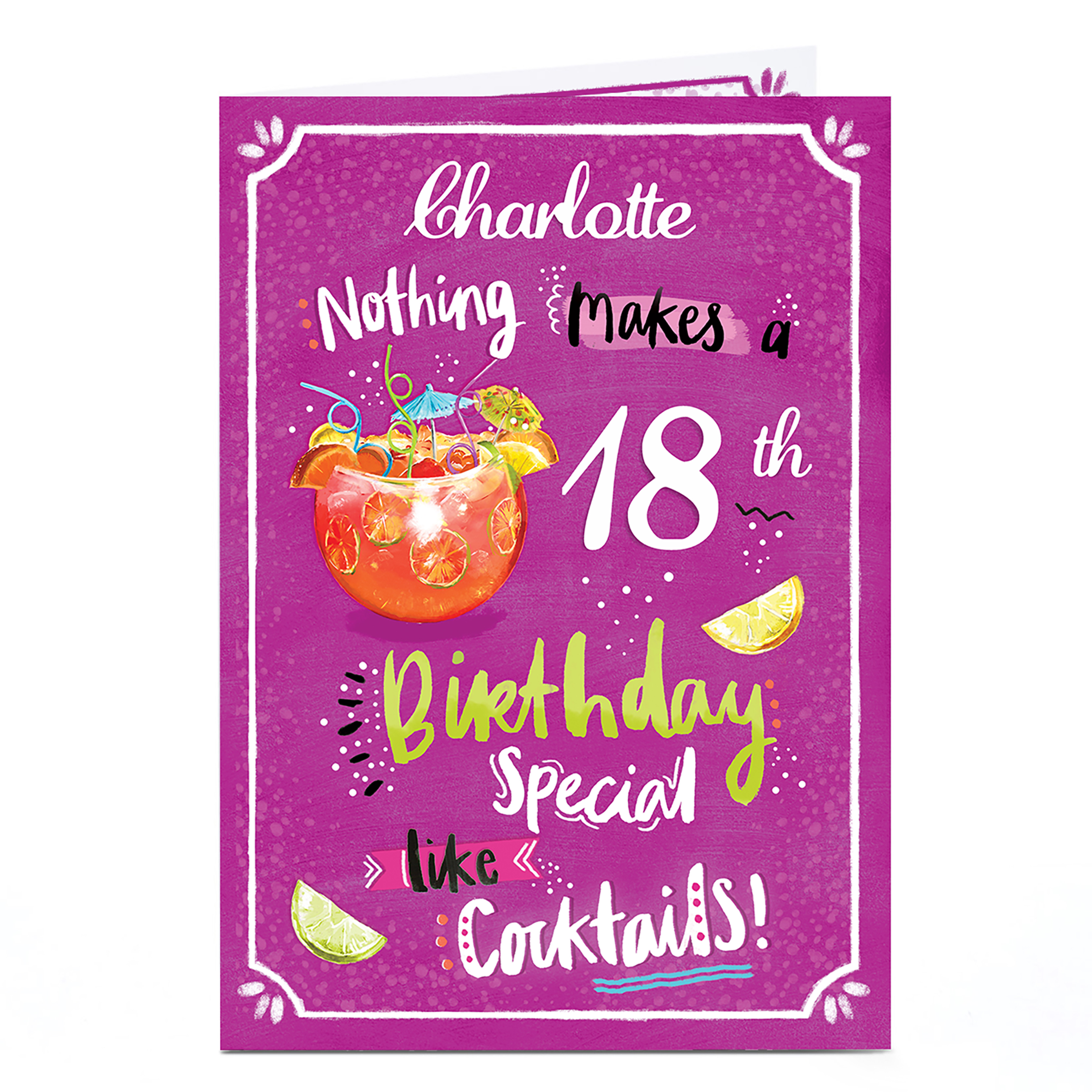 Personalised Birthday Card - Birthday Cocktails, Editable Age