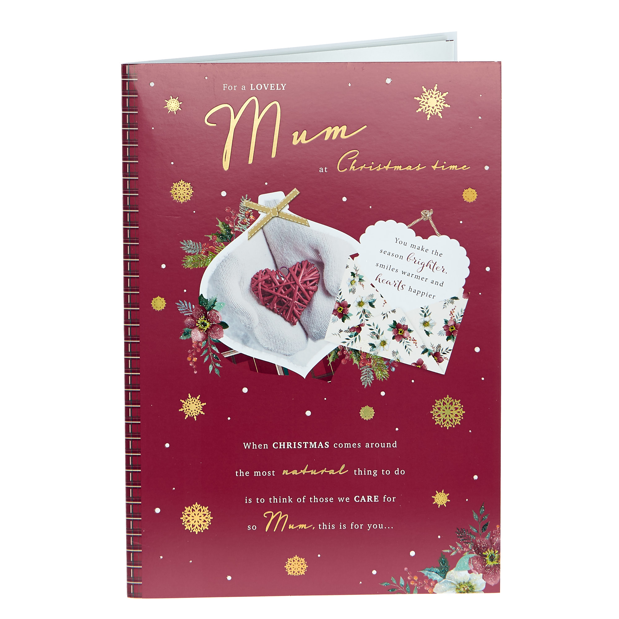Christmas Card - Mum, Traditional Bauble With Heart