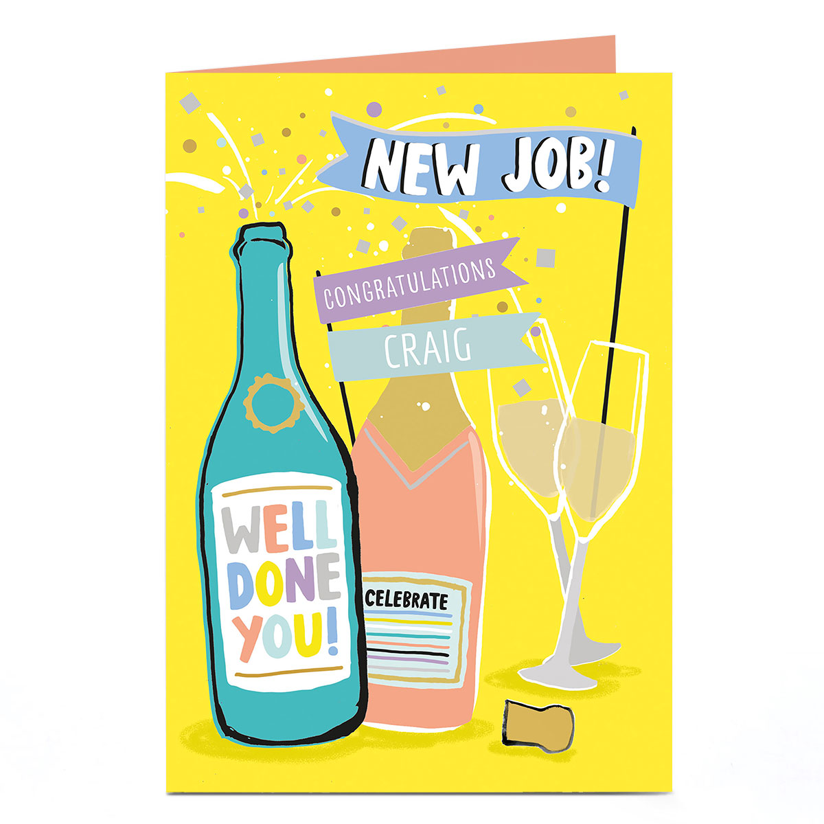 Personalised New Job Card - Congratulations Champagne