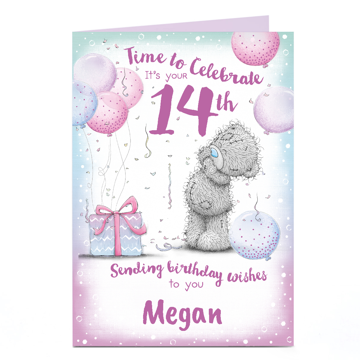 Photo Tatty Teddy 14th Birthday Card - Time to Celebrate