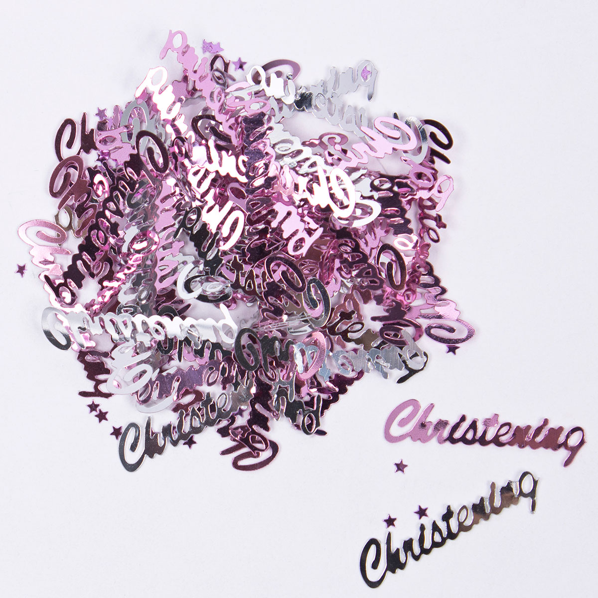Pink & Silver Christening Girl Foil Table Confetti