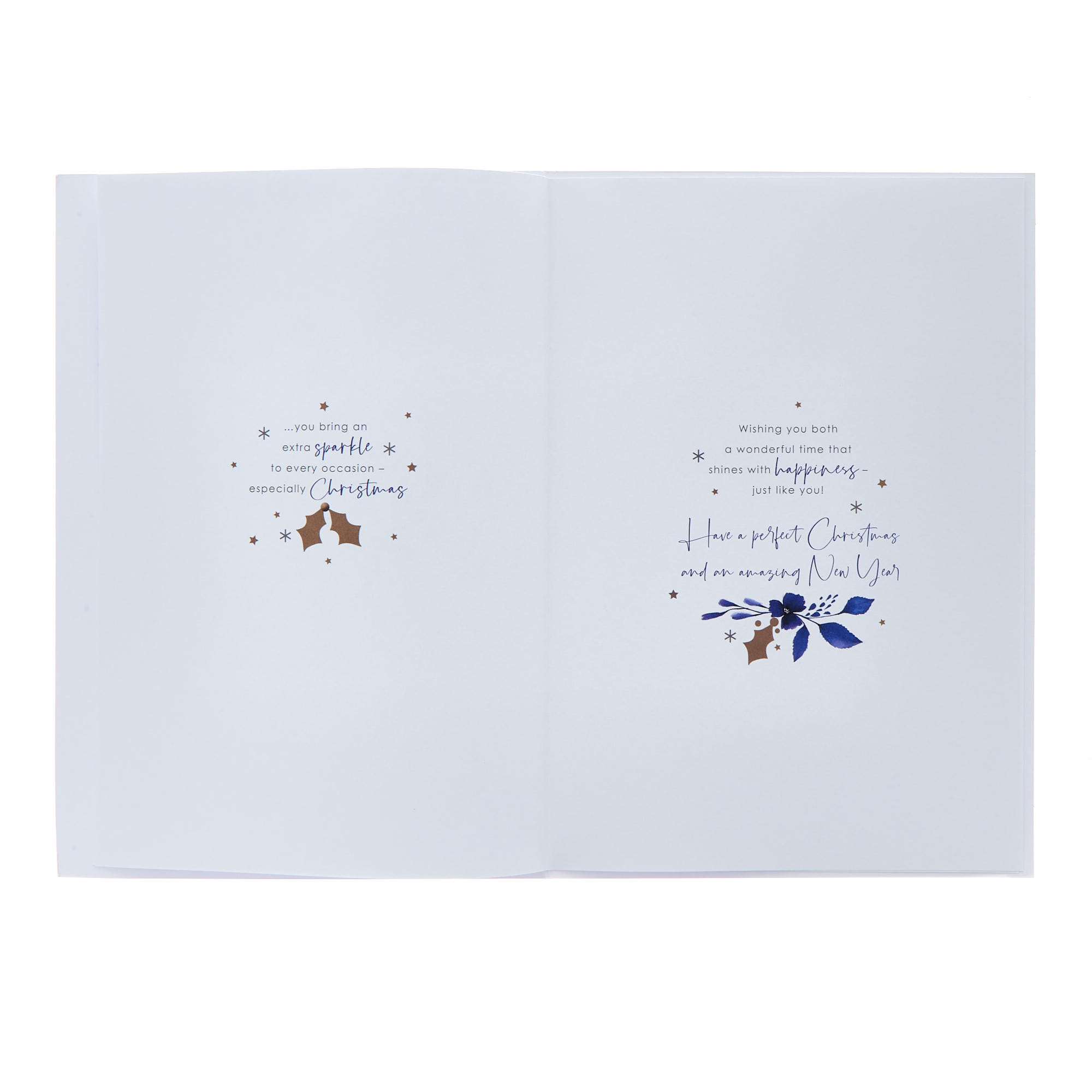 To Both Blue & Gold Wreath Christmas Card