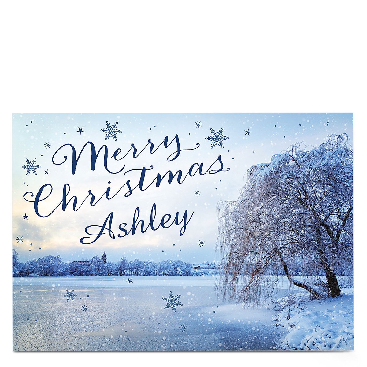 Personalised Christmas Card - Blue Snow Scene