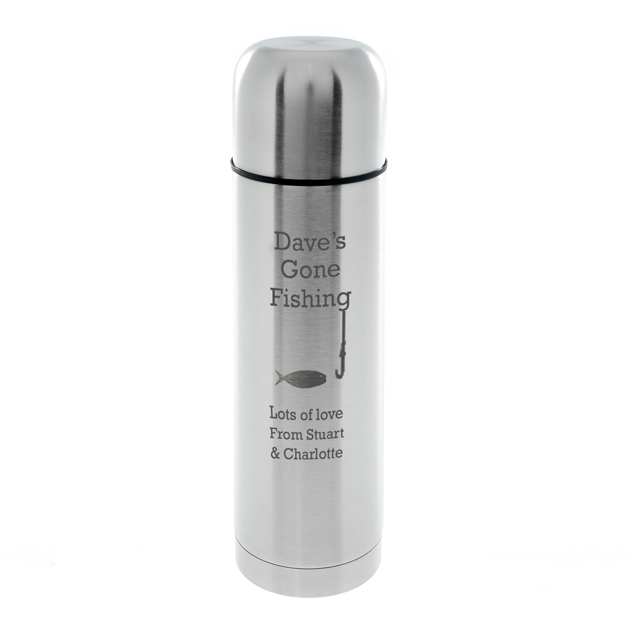 Personalised Engraved Stainless Steel Vacuum Flask - Gone Fishing