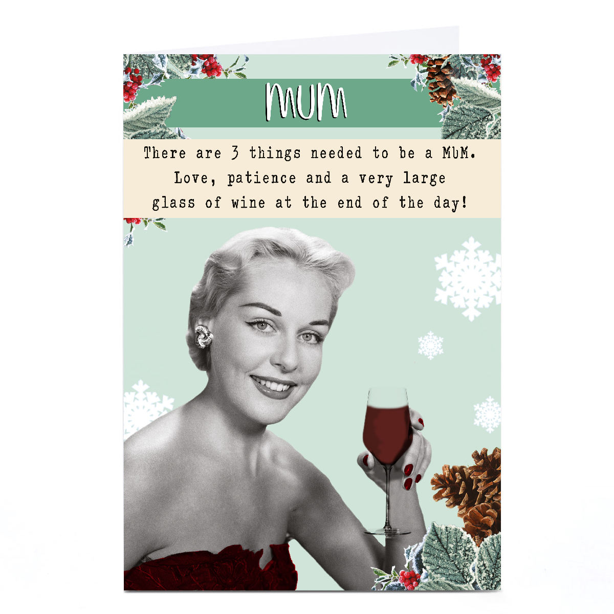 Personalised Quitting Hollywood Christmas Card - Mum Glass of Wine