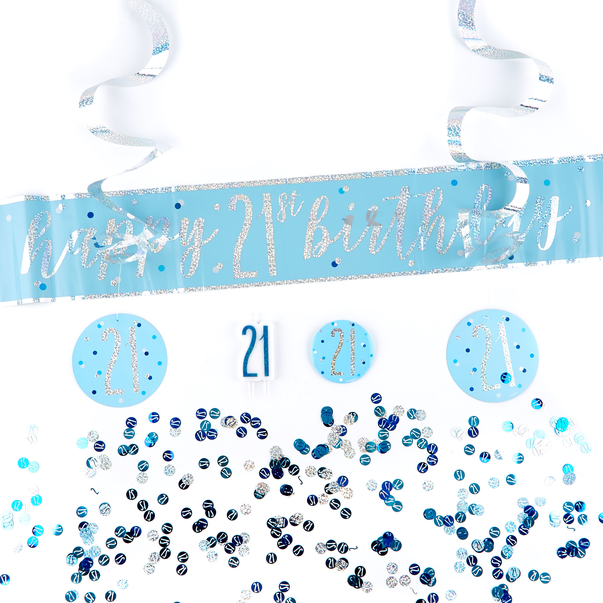 Blue 21st Birthday Party Accessories Kit - 11 Pieces 