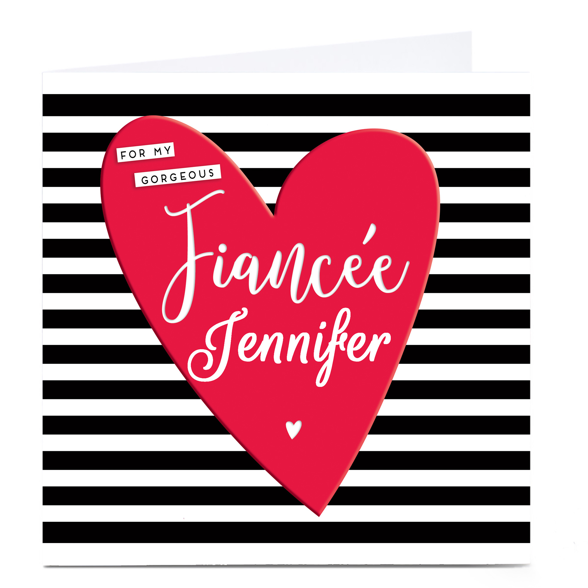 Personalised Card - Fiancee Monochrome Stripe