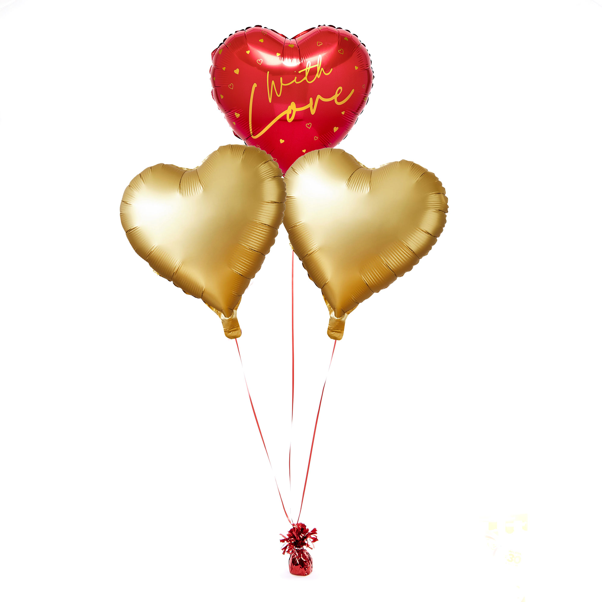 With Love Red & Gold Balloon Bouquet - Pre-order for Valentine's Day!