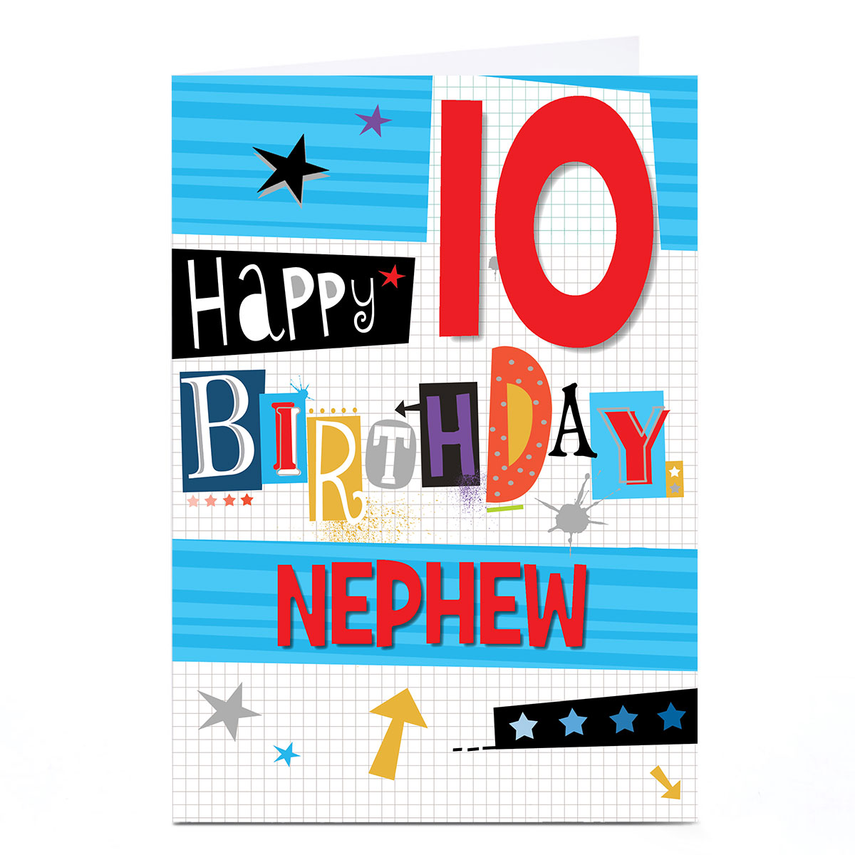 Personalised Editable Age Birthday Card - Funky Letters [Nephew]