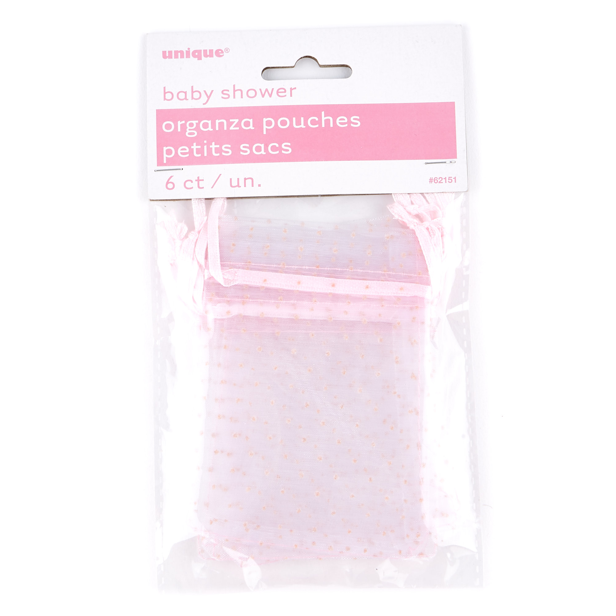 Pink Baby Shower Party Favour Pouches - Pack of 6