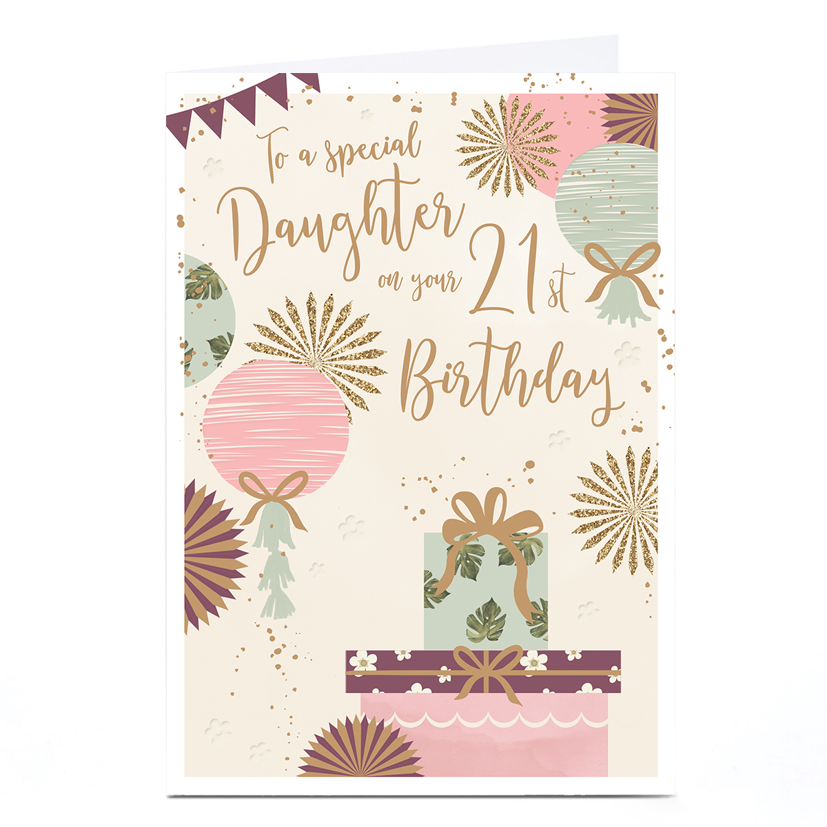 Personalised 21st Birthday Card - Pastel Presents, Daughter