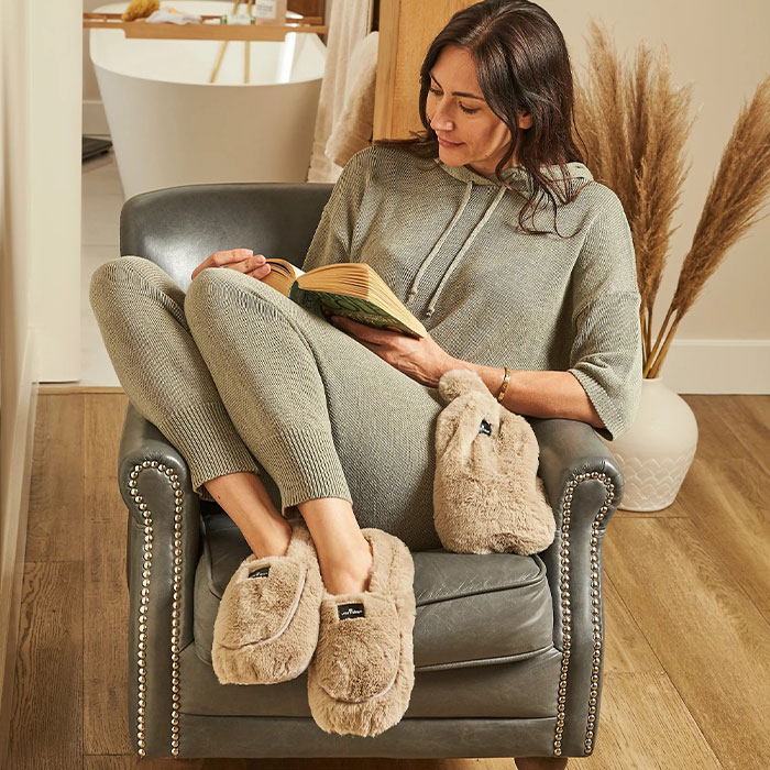 Warmies Luxurious Microwavable Slippers - Latte